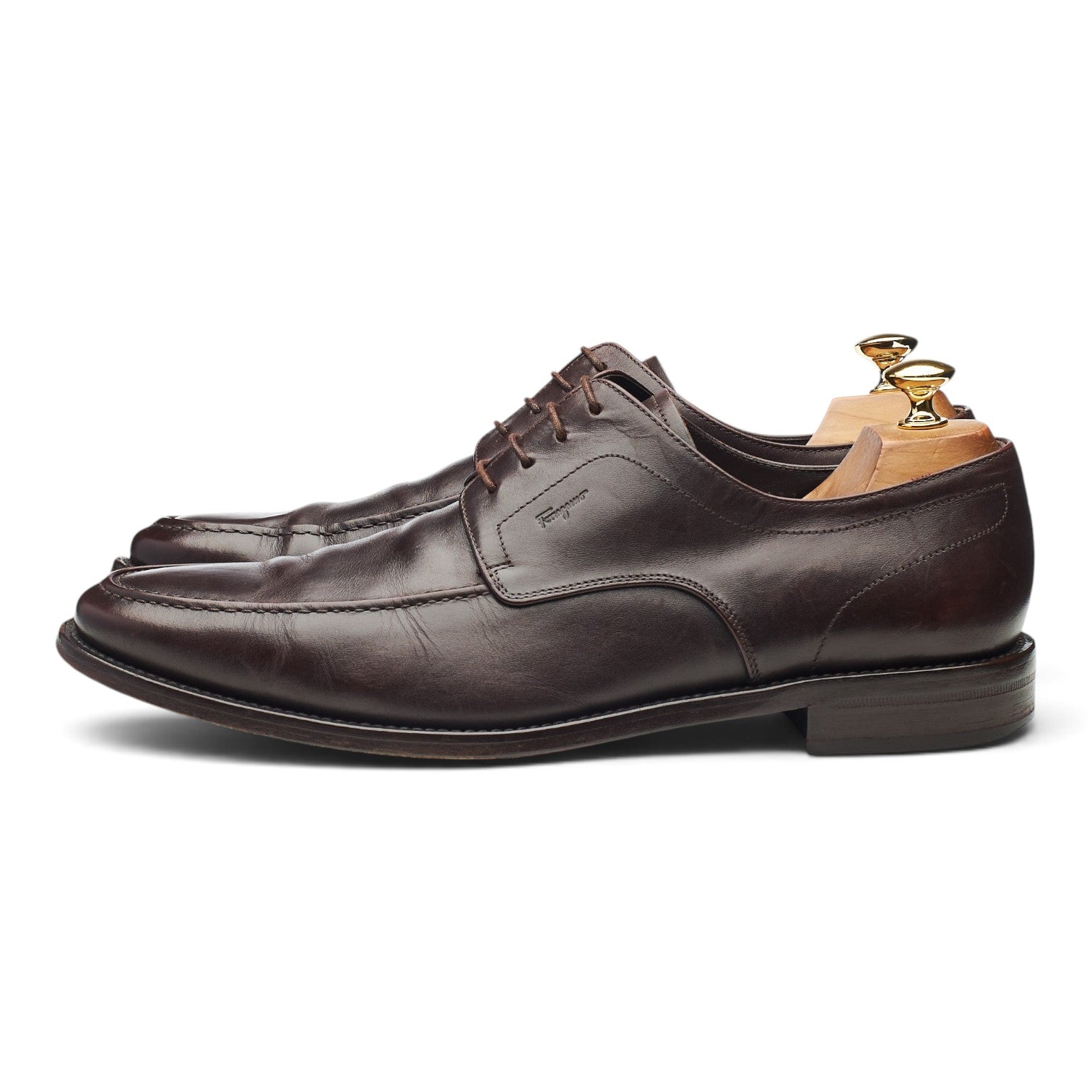 Salvatore Ferragamo derby tablier cuir marron UK 10.5 EE
