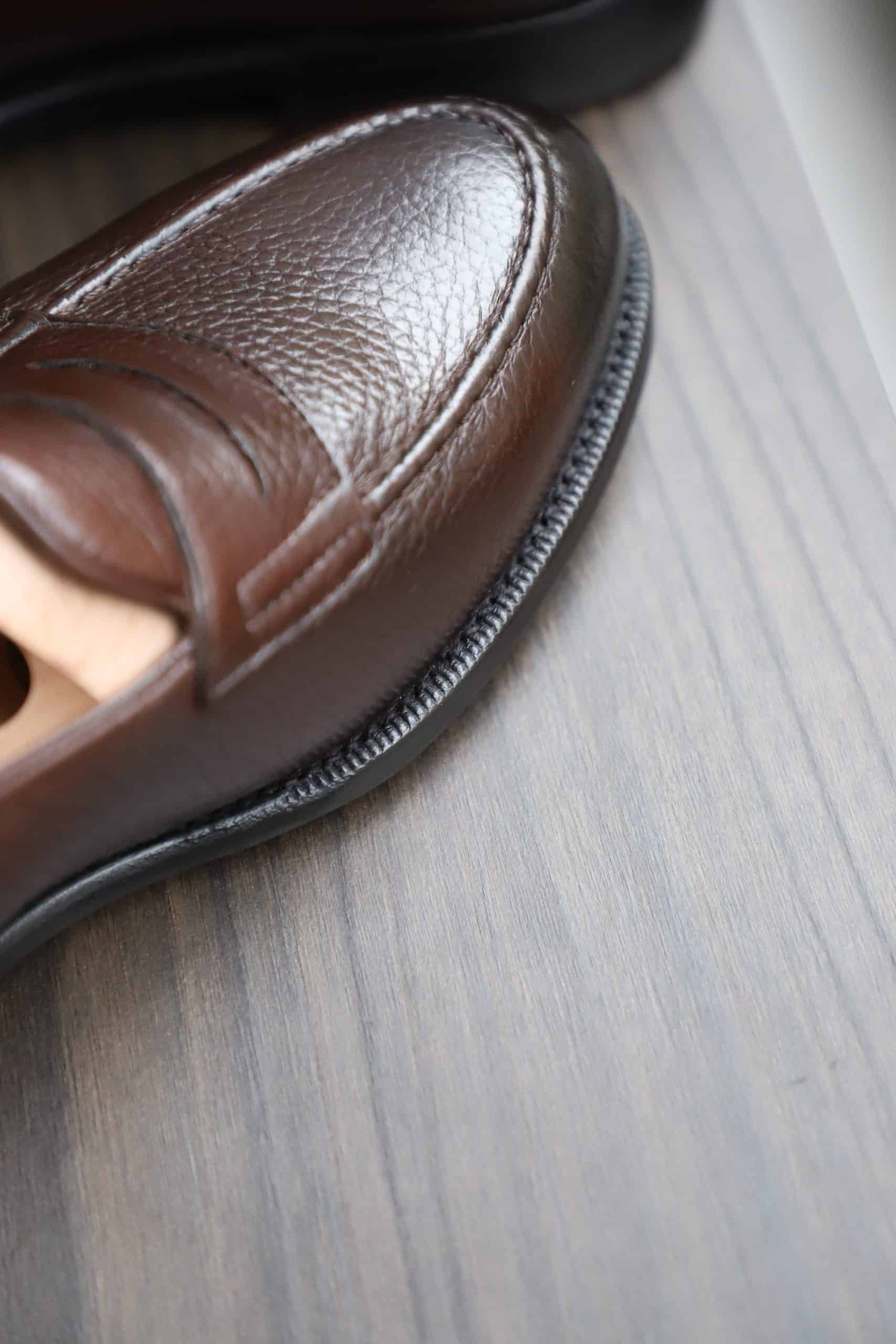 Malfroid Newport mocassin penny loafer cuir grainé Annonay