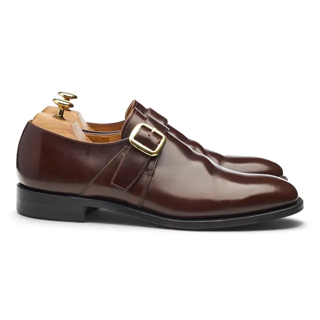 Herring Cardiff Monk Strap Cuir Marron UK 8