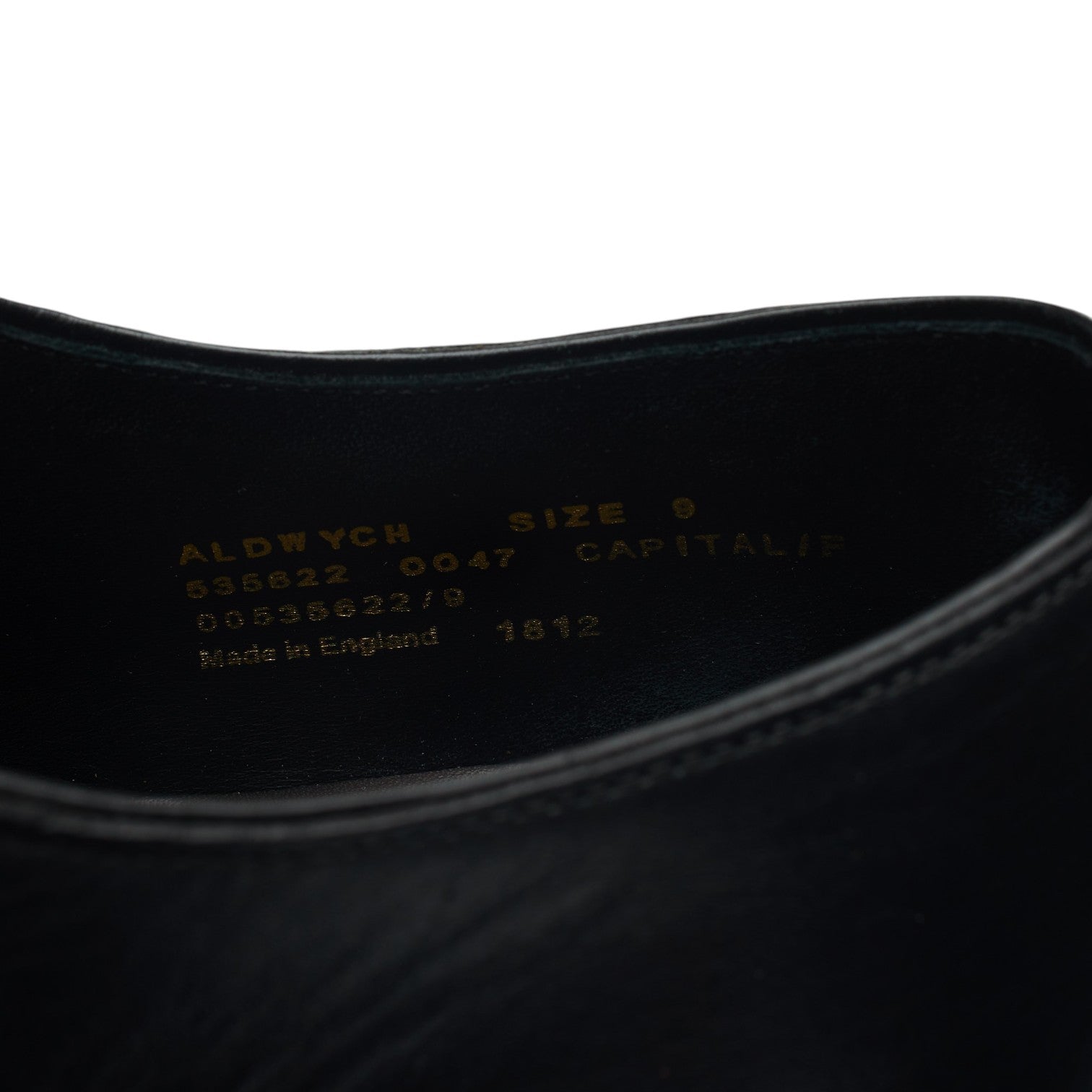 Loake 1880 Aldwych richelieu cuir noir pointure UK 9