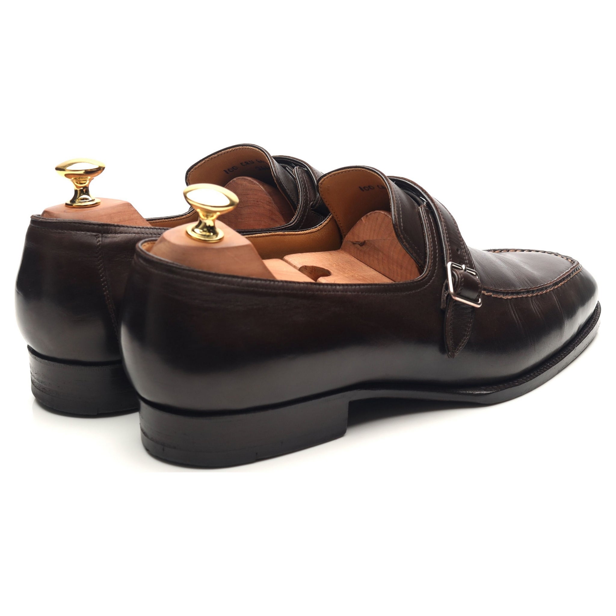 Saint Crispin's 100 chaussures monk cuir marron foncé 9 UK