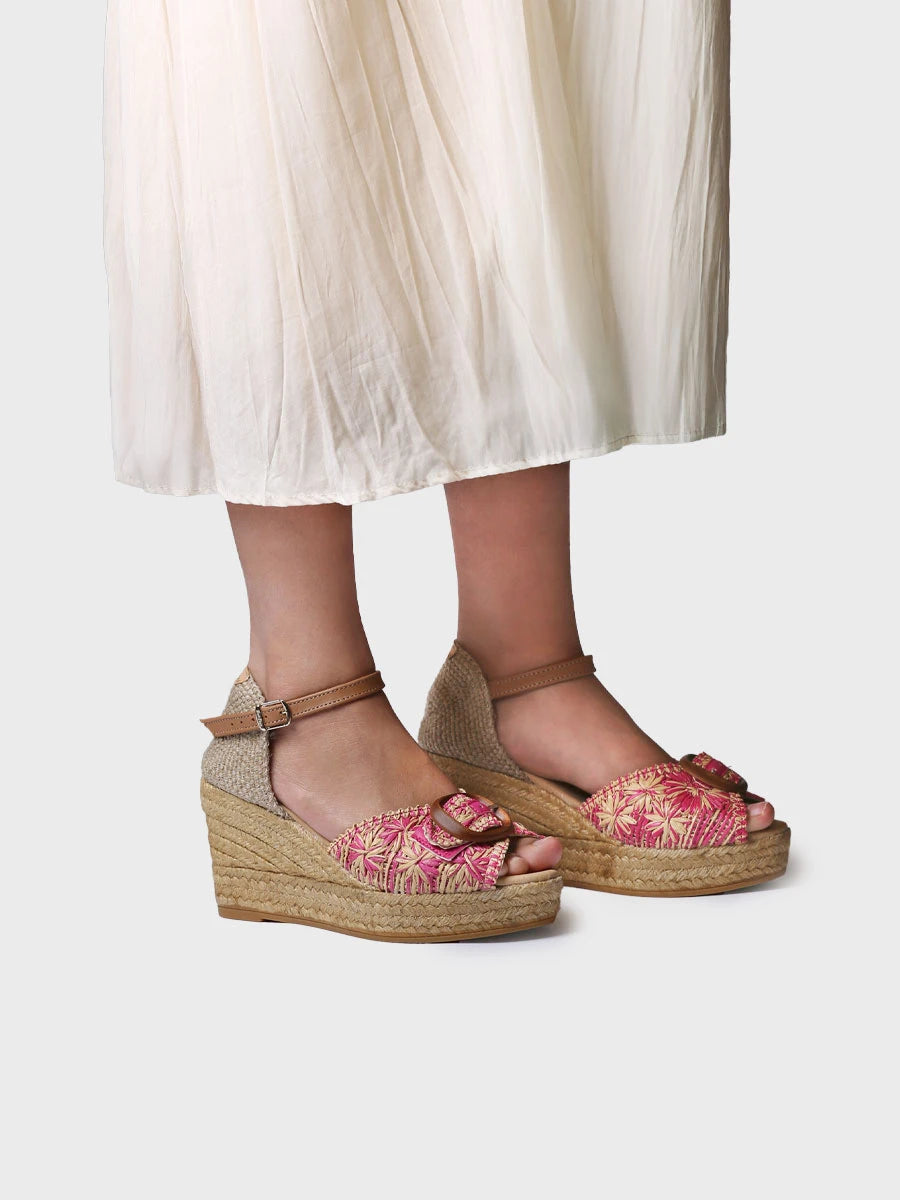 Toni Pons Lia-RF espadrille compensée raphia bicolore talon 7,5 cm