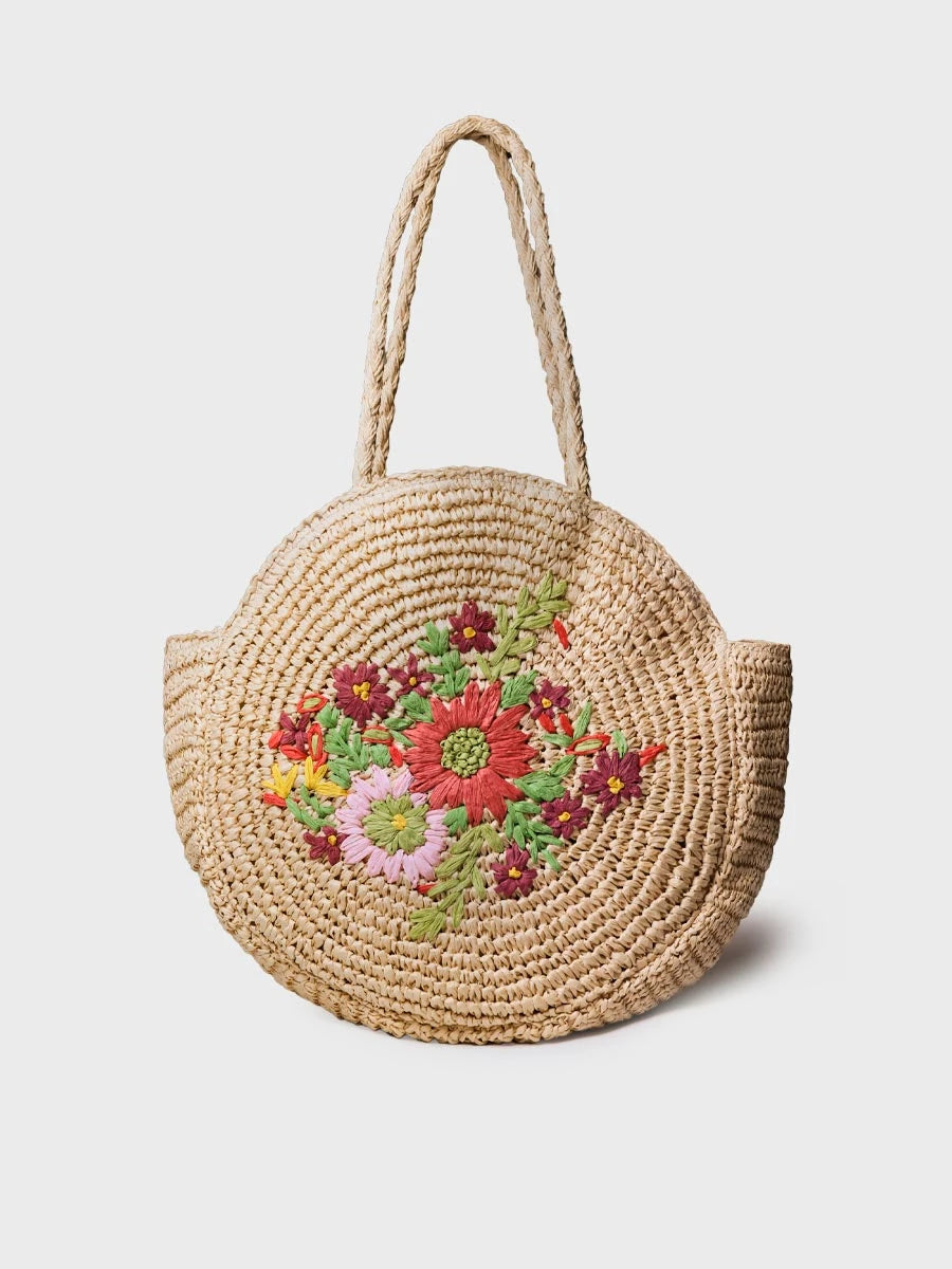 Toni Pons Rubina sac rond raphia broderie florale taille unique