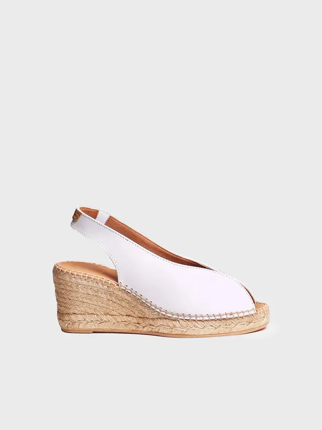 Toni Pons Laila-P espadrille cuir blanc talon 5 cm