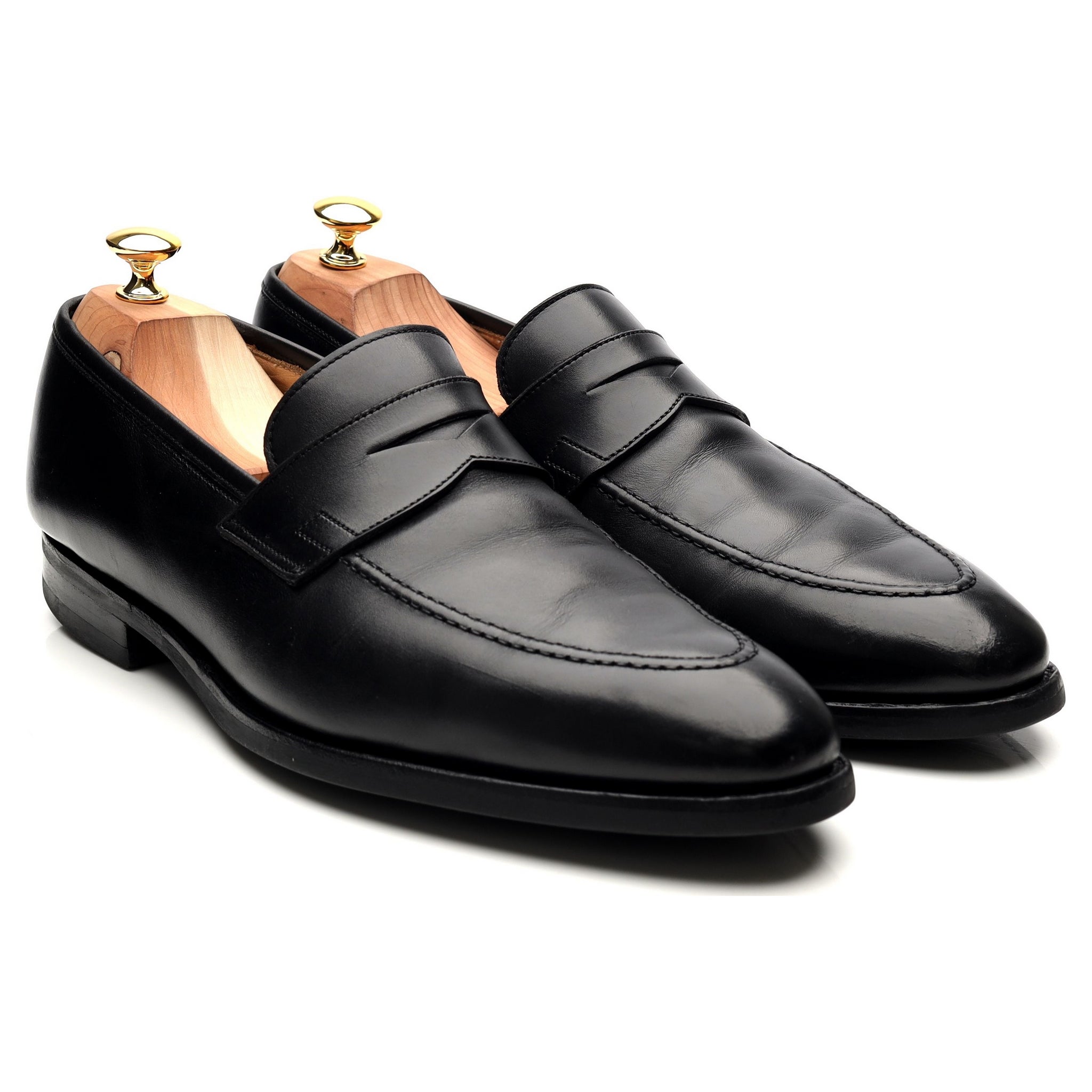 Crockett & Jones Sydney mocassins cuir noir UK 10 semelle gomme