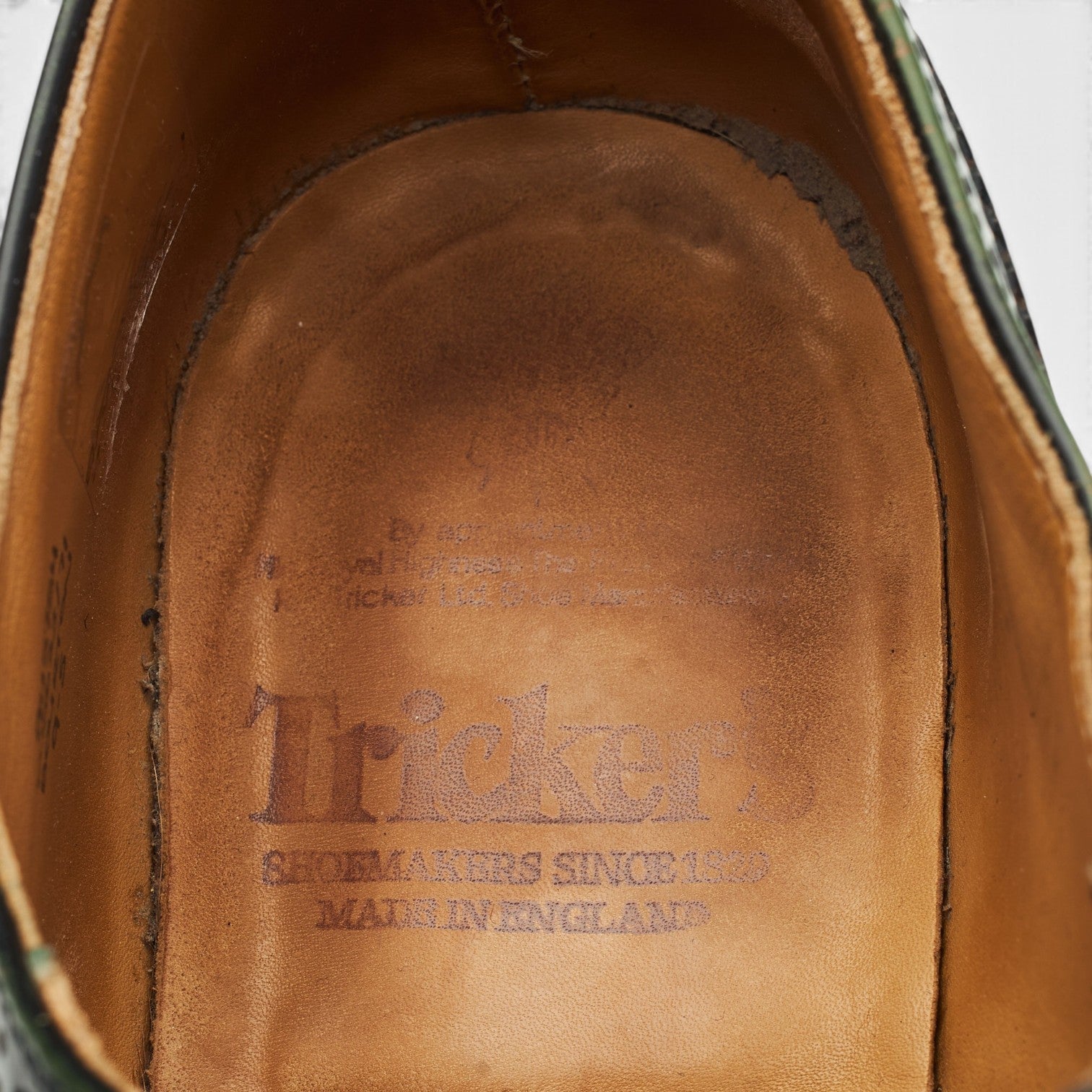 Tricker’s Bourton derby cuir vert UK9 brogue Dainite