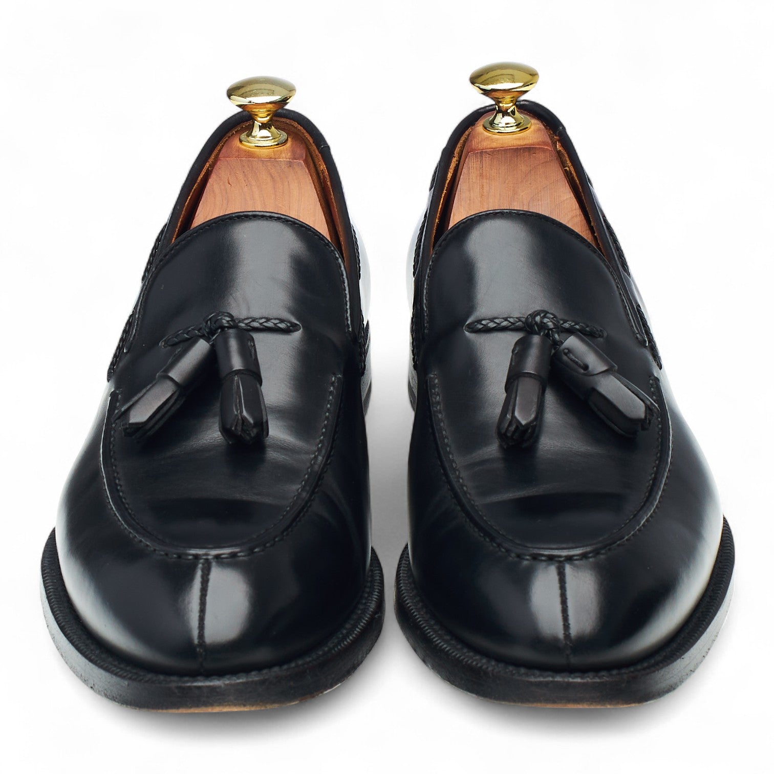Giovanni Sartoria mocassin cuir noir UK 7 pompons