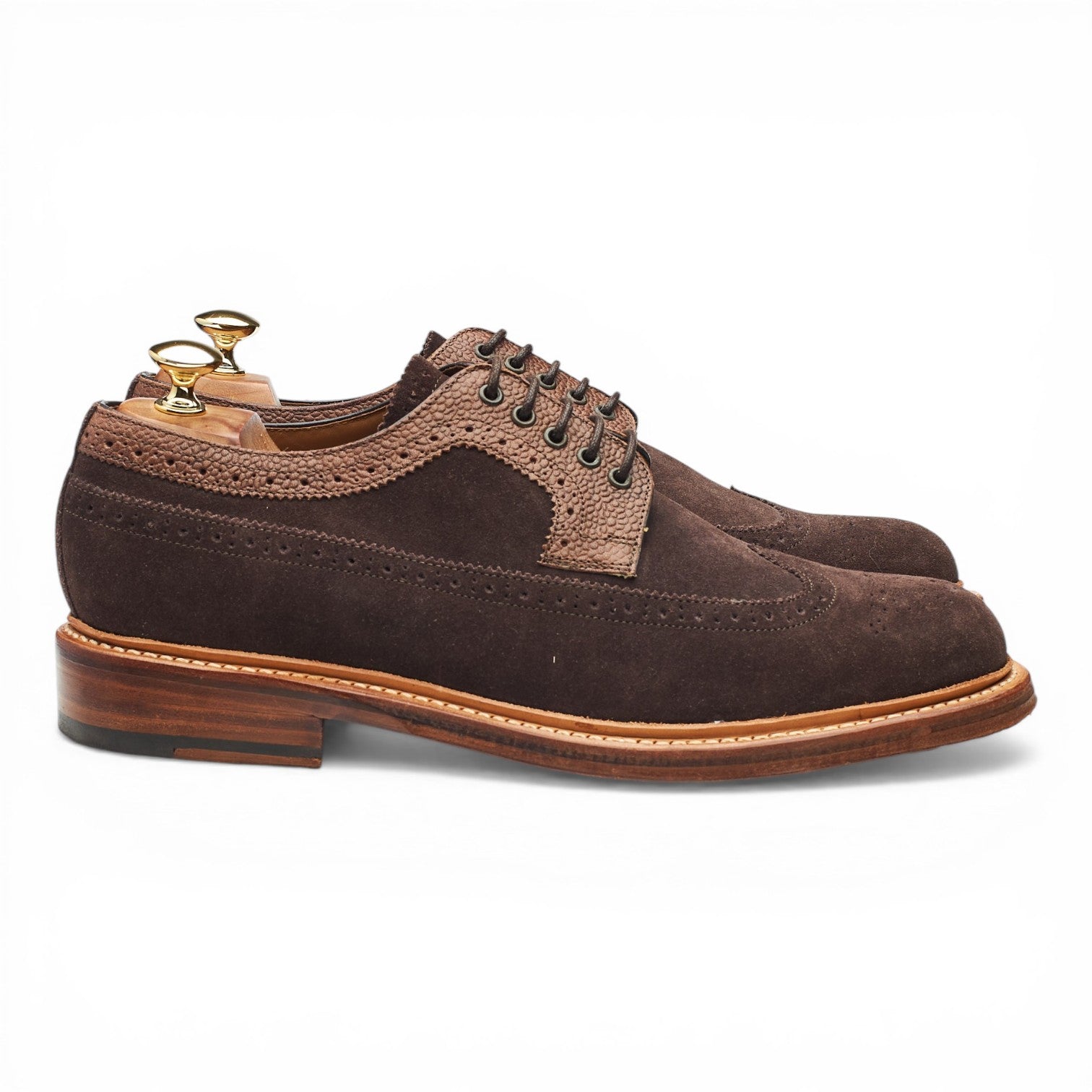 Grenson Sid derby brogue daim marron UK 9