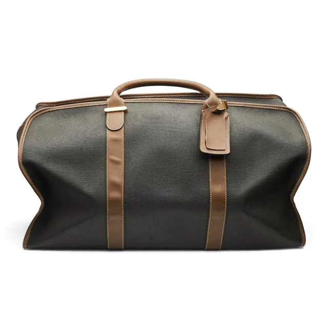 Dunhill sac de voyage toile cirée marron cuir tanné