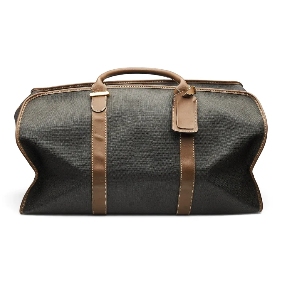 Dunhill sac de voyage toile cirée marron cuir tanné
