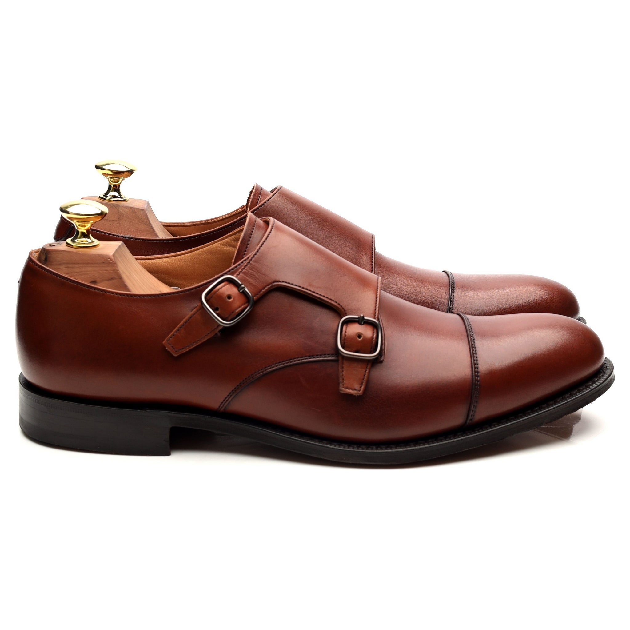 Church's Detroit chaussures monk cuir marron UK 7 double boucle