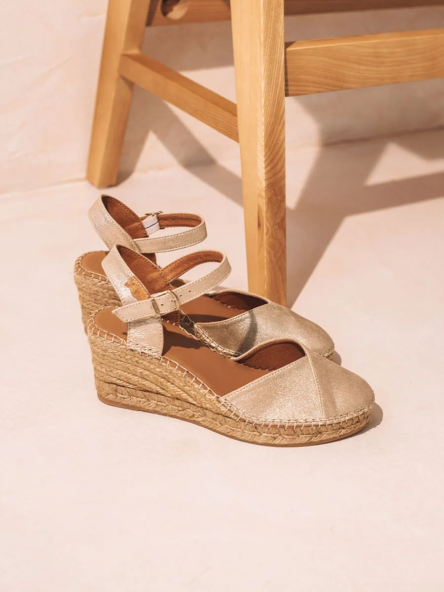 Toni Pons Bianca-As espadrilles compensées cuir champagne