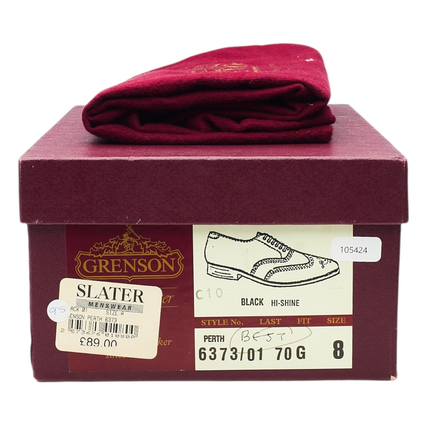 Grenson Perth Oxfords brogues cuir noir 8 UK