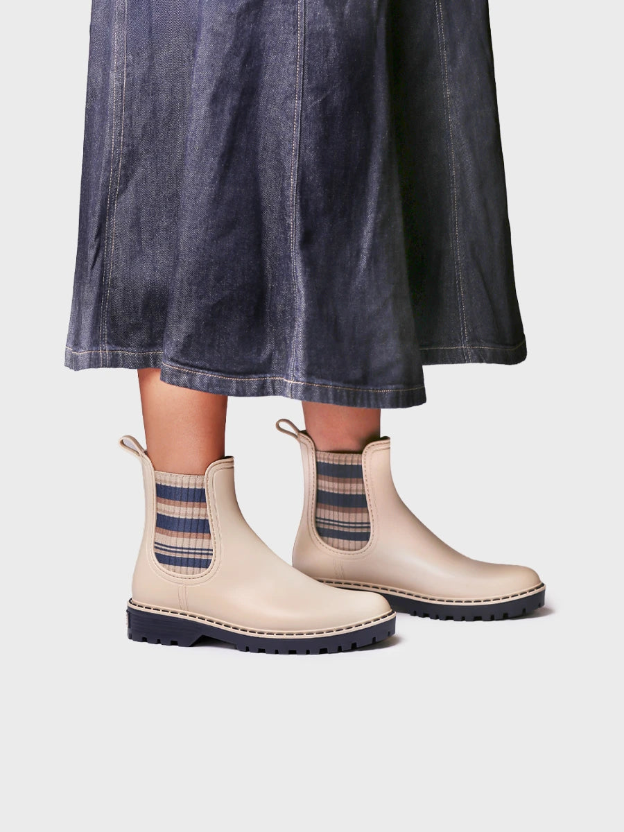 Toni Pons Corbin bottines pluie femme élastiques rayés