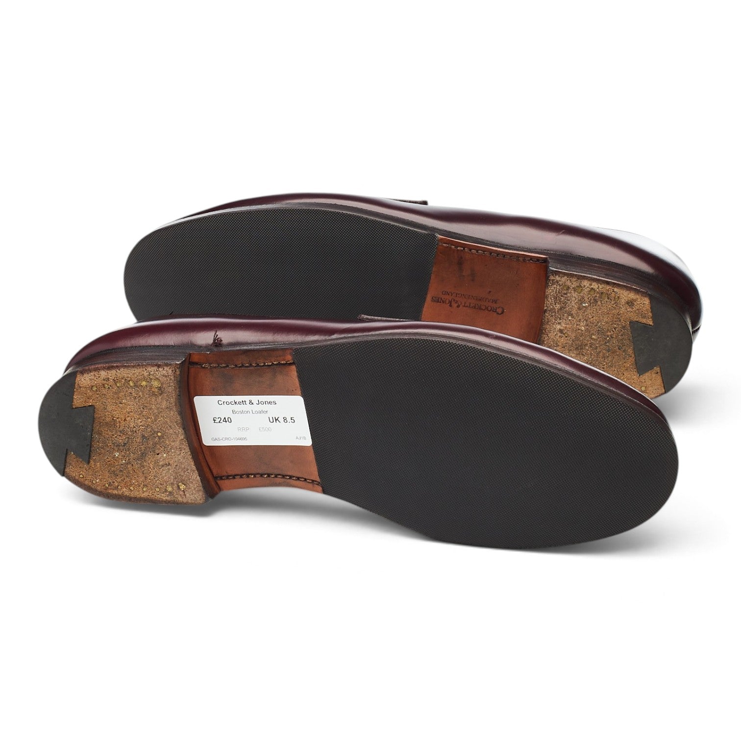 Crockett & Jones Boston mocassins cuir bordeaux UK 8.5