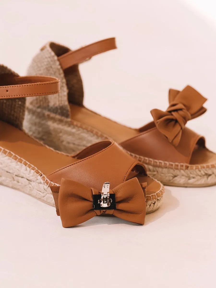 Toni Pons Lacet-P broche noeud cuir pour espadrille x2