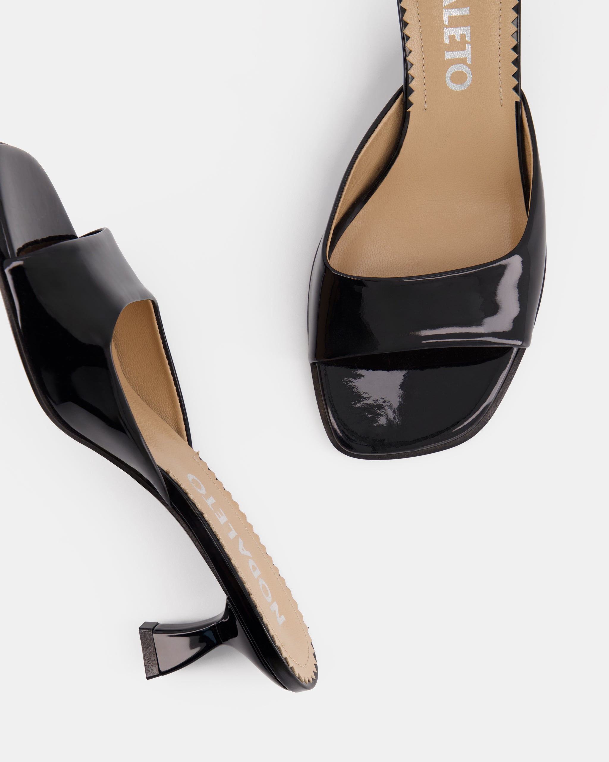 Nodaleto Dona Reese mules noir verni talon 5 cm