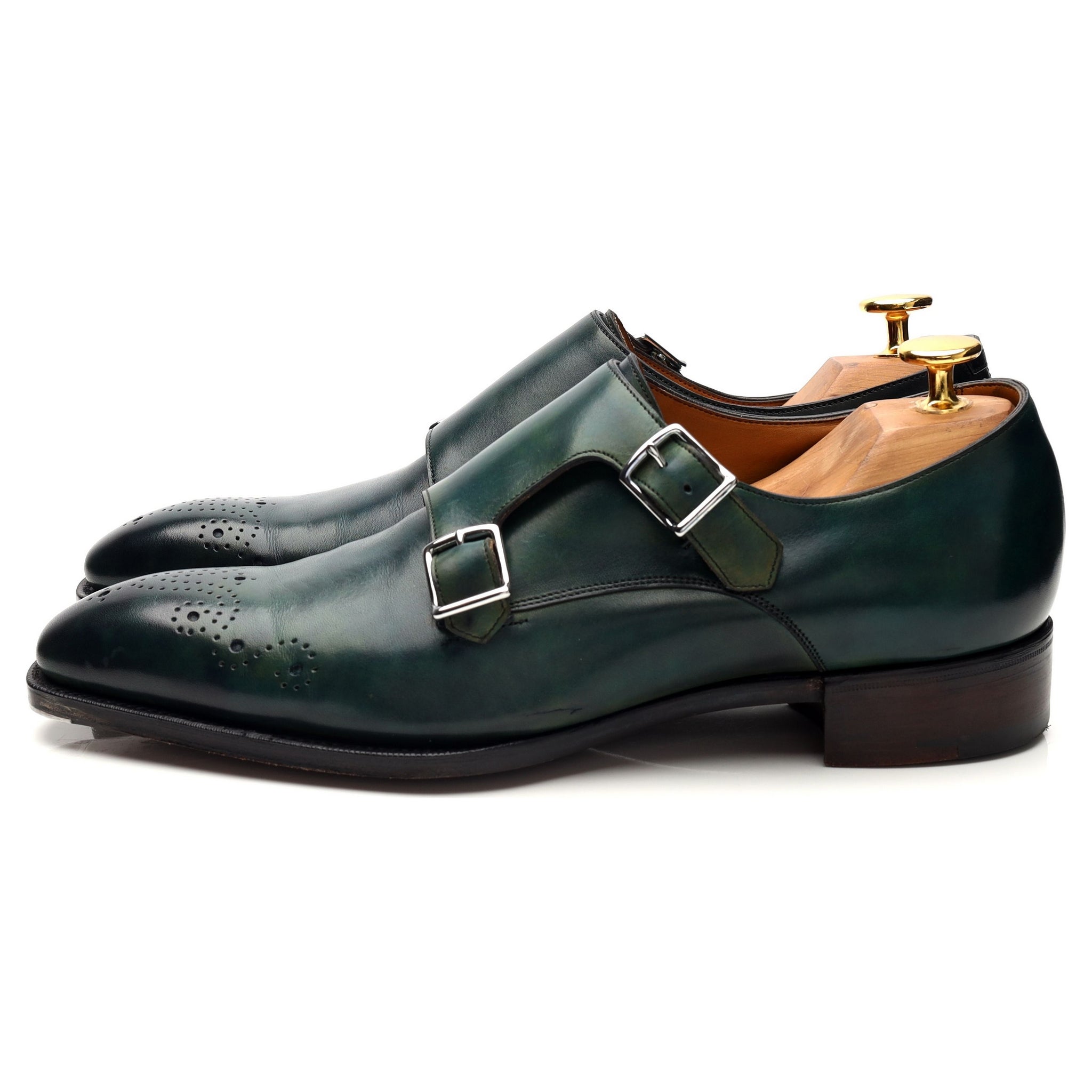 Gaziano & Girling Grosvenor monk cuir vert UK 6.5