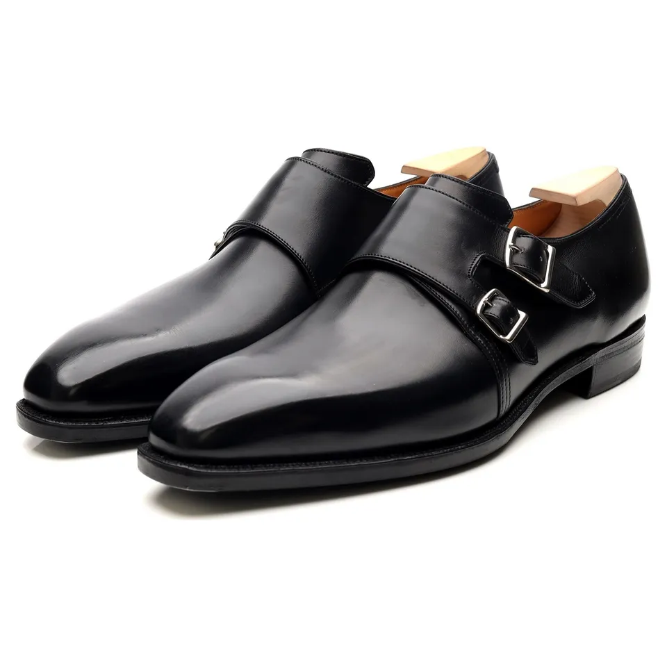Corthay Twin monk-strap cuir noir UK 9