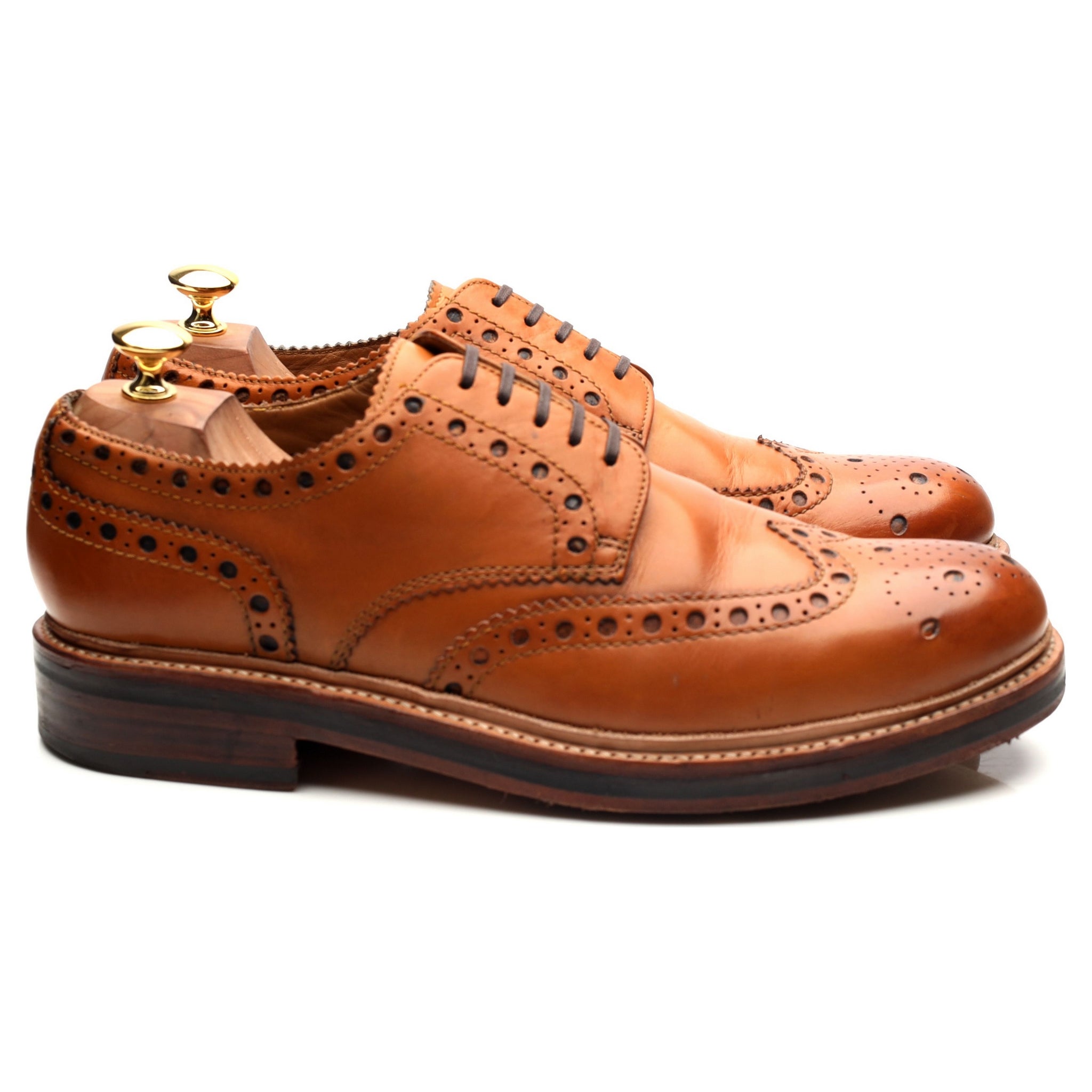 Grenson Archie derby brogues cuir camel UK 10 large