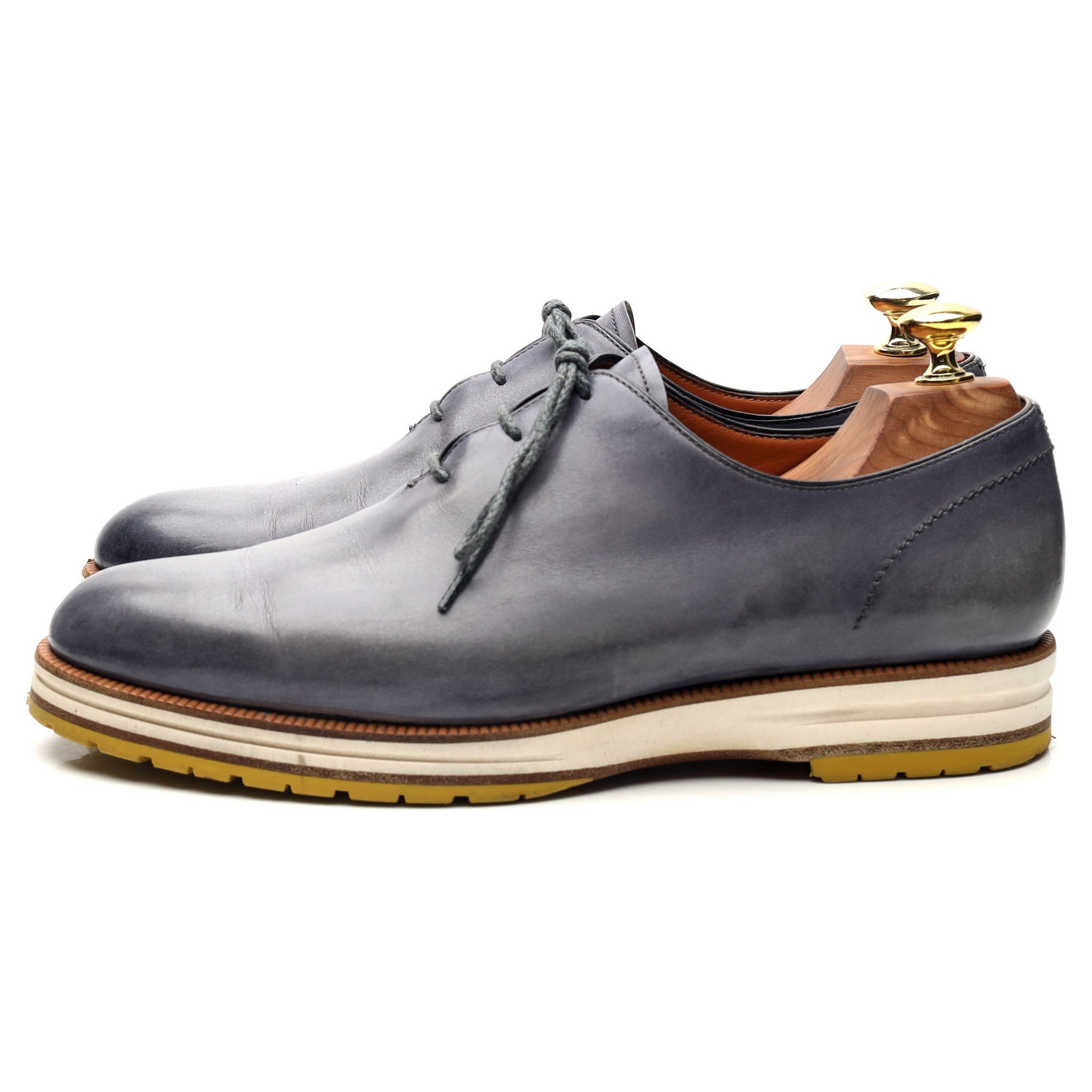 Berluti Alessio oxford cuir bleu patiné UK 7