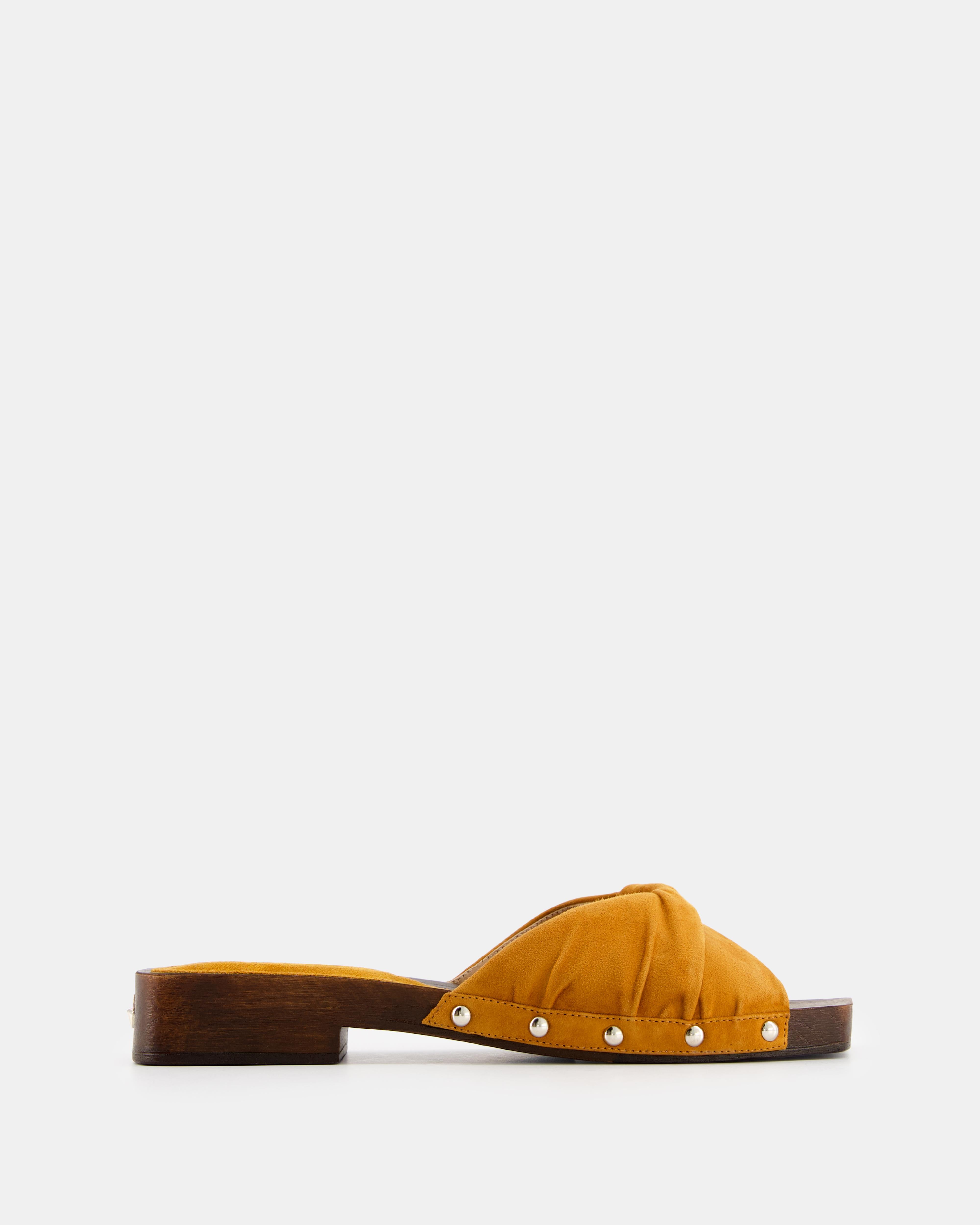 Nodaleto Bulla Mellow Flat Clog mules Sunlight Suede cuir