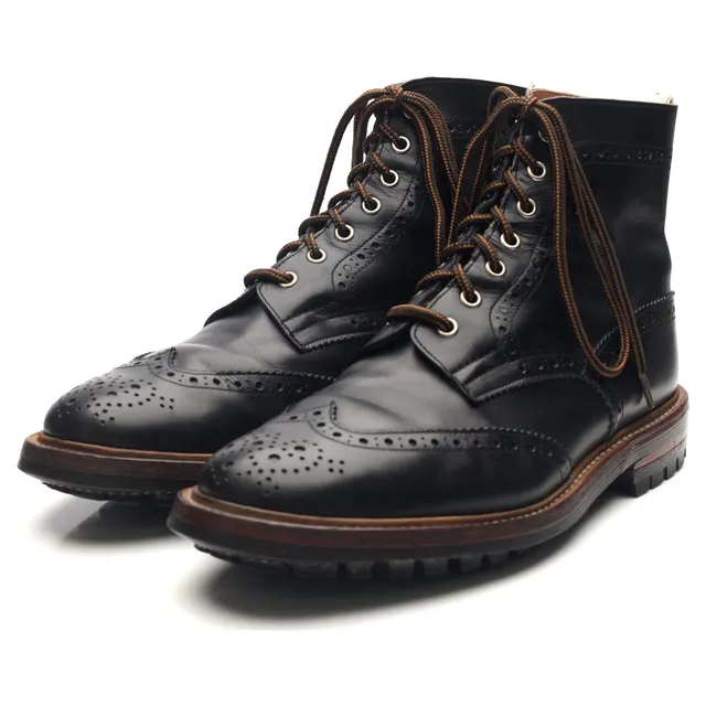 Tricker's Stow boots brogue cuir noir pointure 10 UK