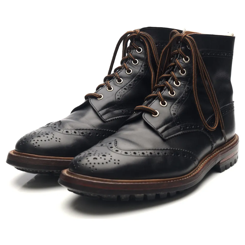 Tricker's Stow boots brogue cuir noir pointure 10 UK