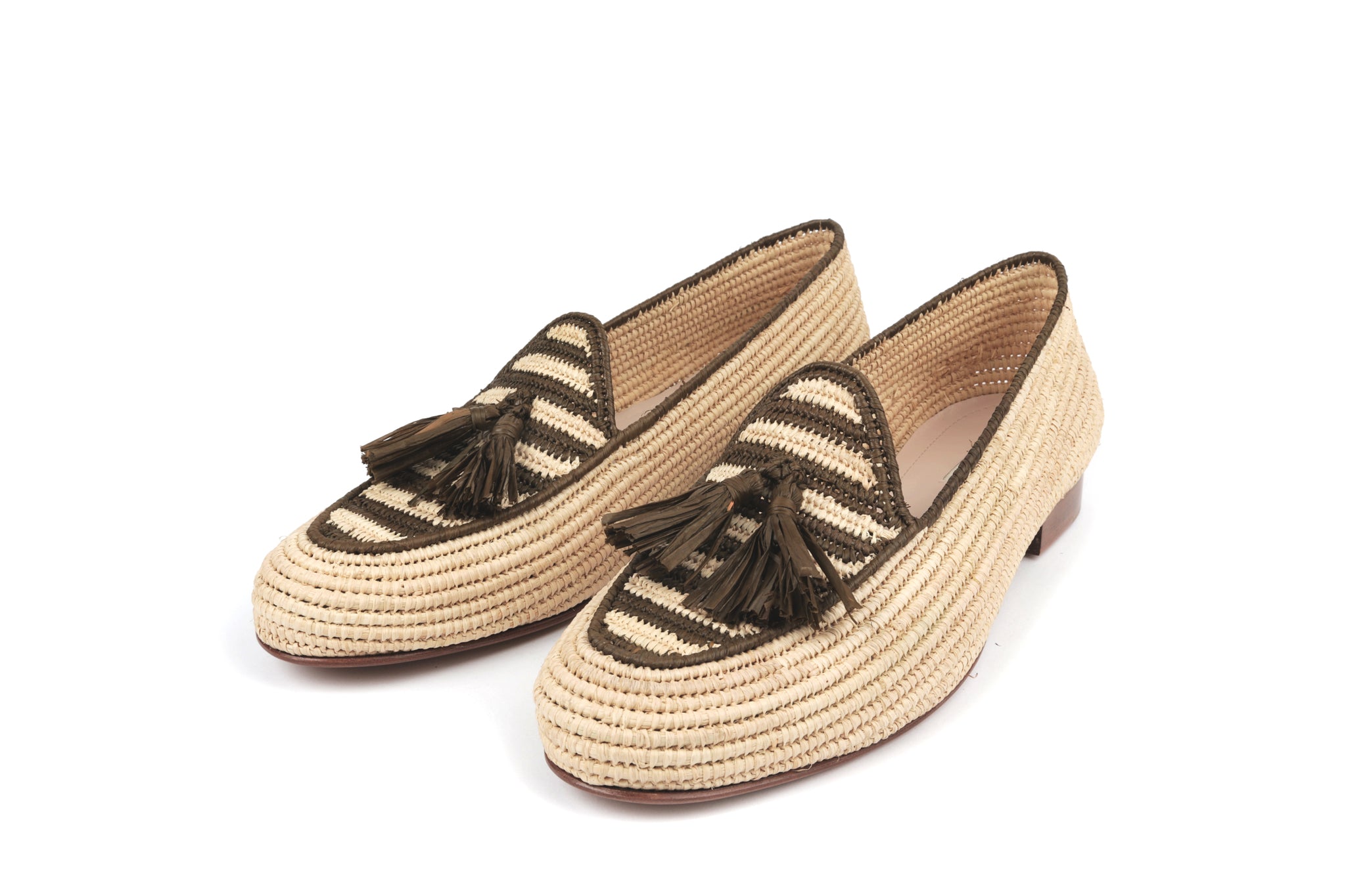 Contre-Allée Elfida mocassin homme raphia naturel bleu