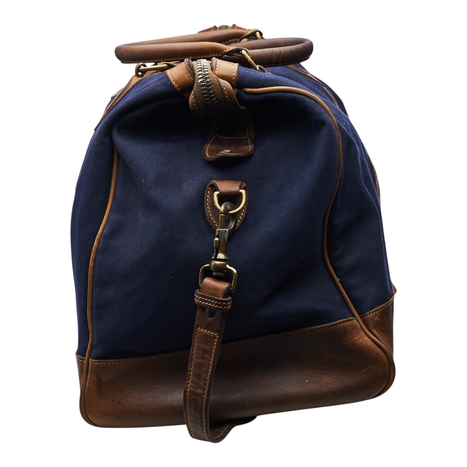 Tusting weekender toile bleue cuir marron