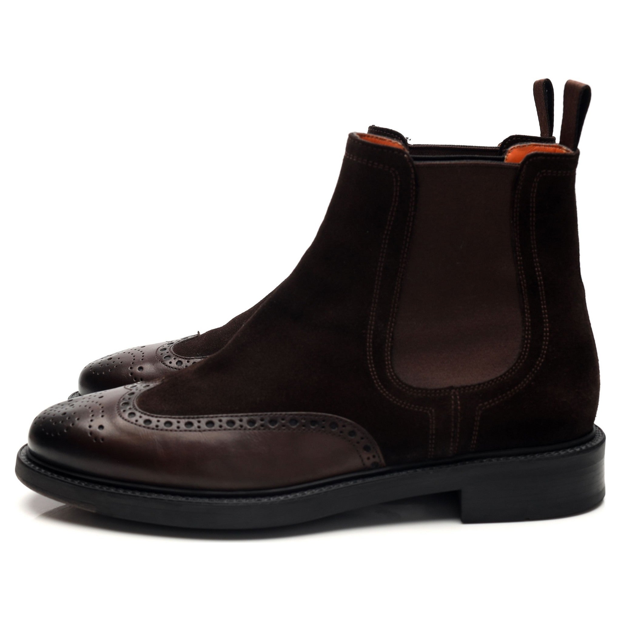 Santoni Chelsea bottines daim marron foncé 7