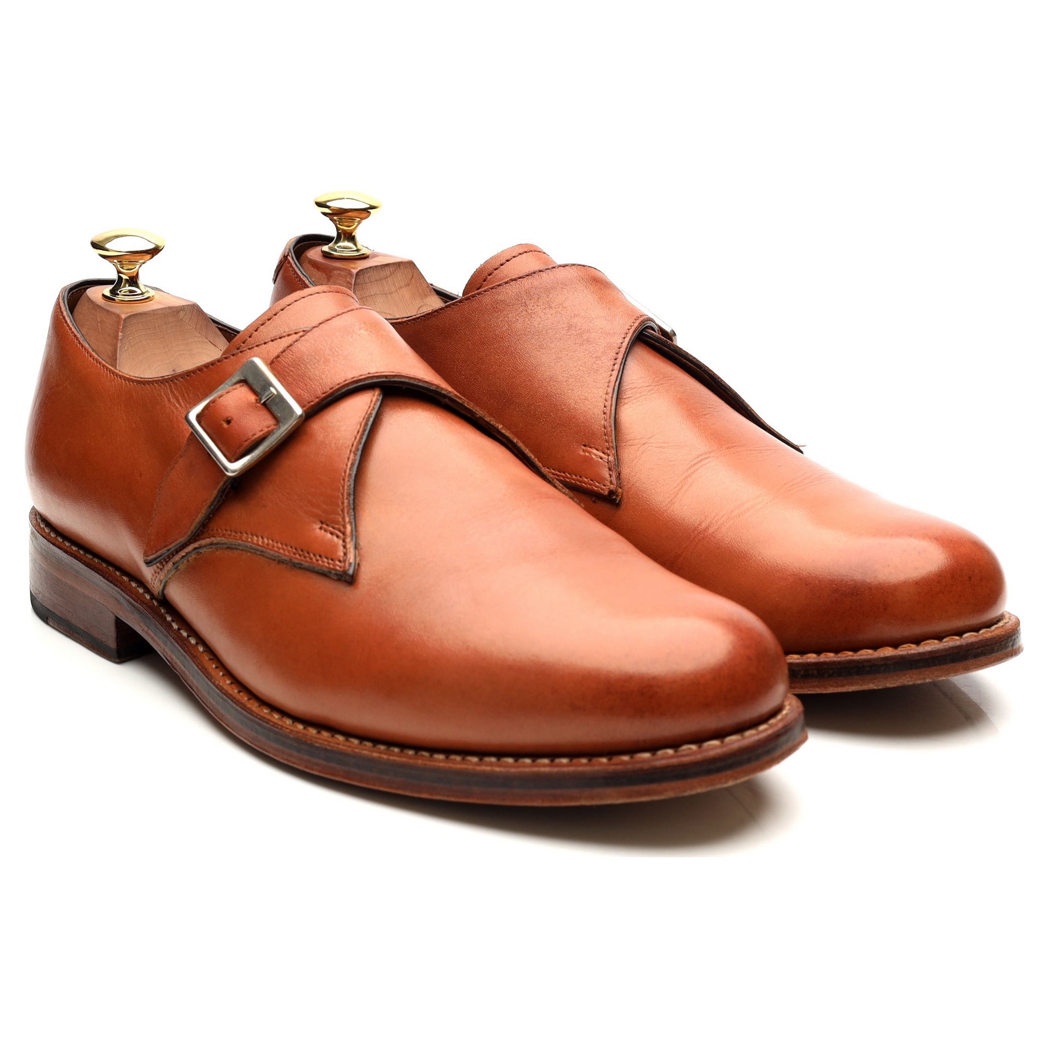 Grenson Nathan chaussures monk cuir cognac UK 9