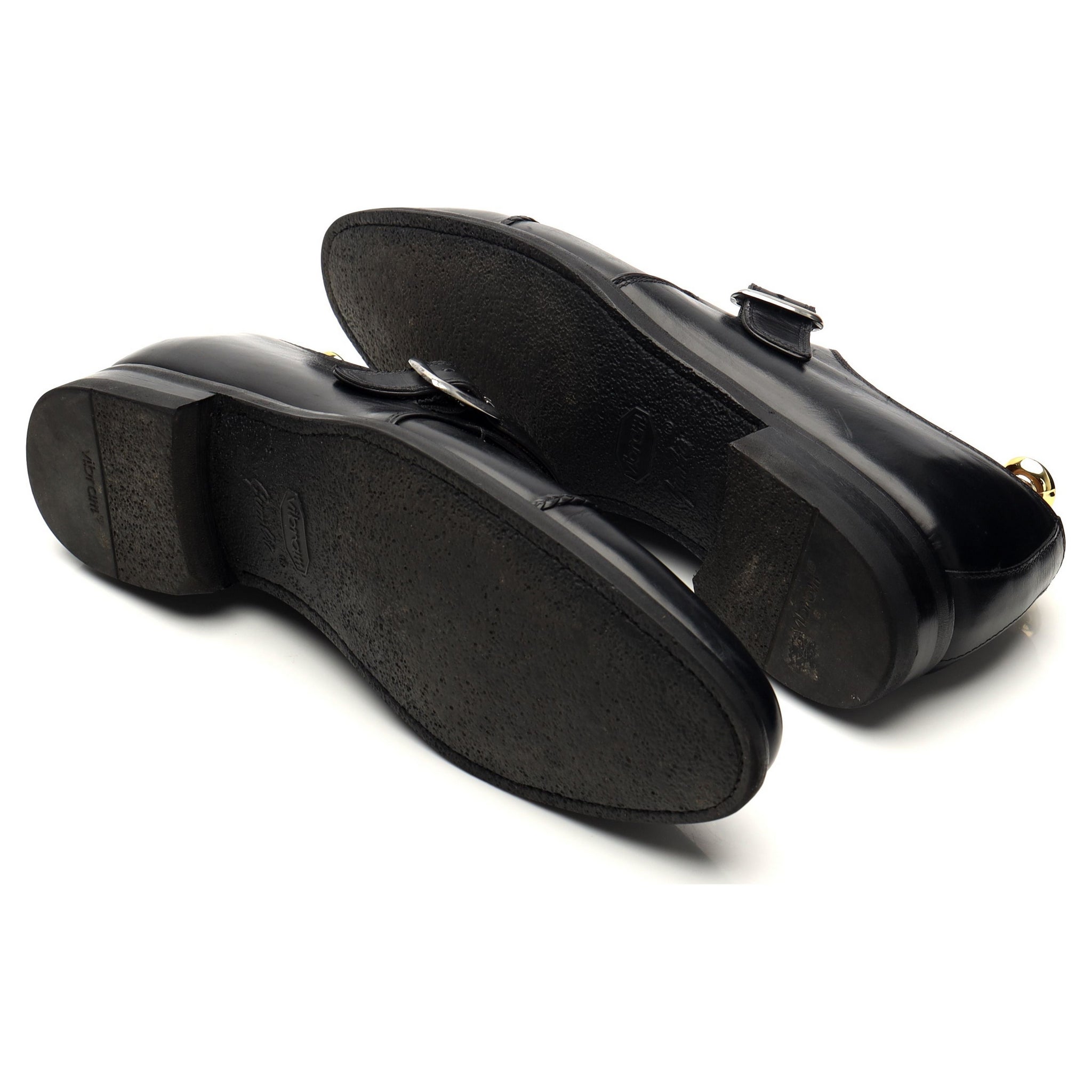 Bontoni chaussures monk boucle cuir noir UK 12