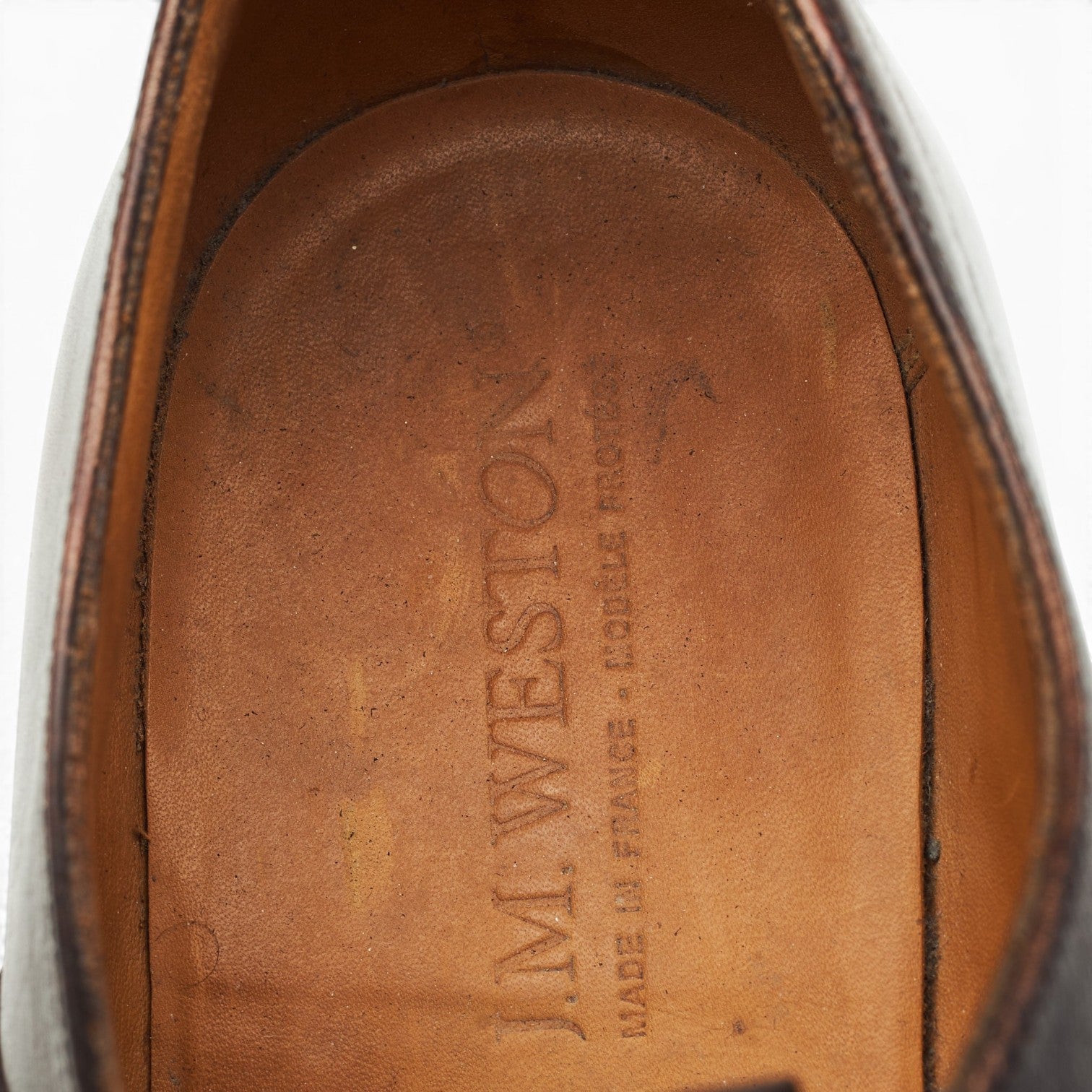 J.M. Weston 7 Eyelets oxford marron pointure UK 8 cuir patiné
