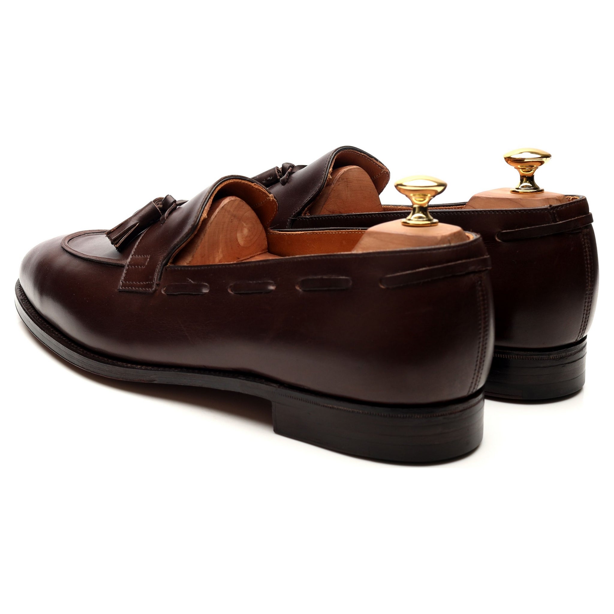 John Lobb Jihel mocassin pompons cuir marron UK 10.5