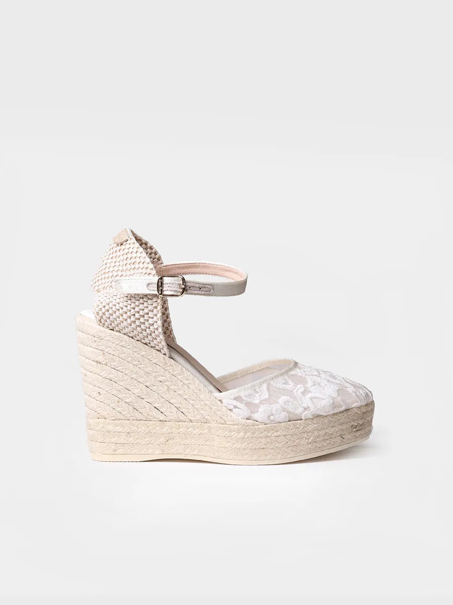 Toni Pons Paola espadrilles compensées dentelle blanche