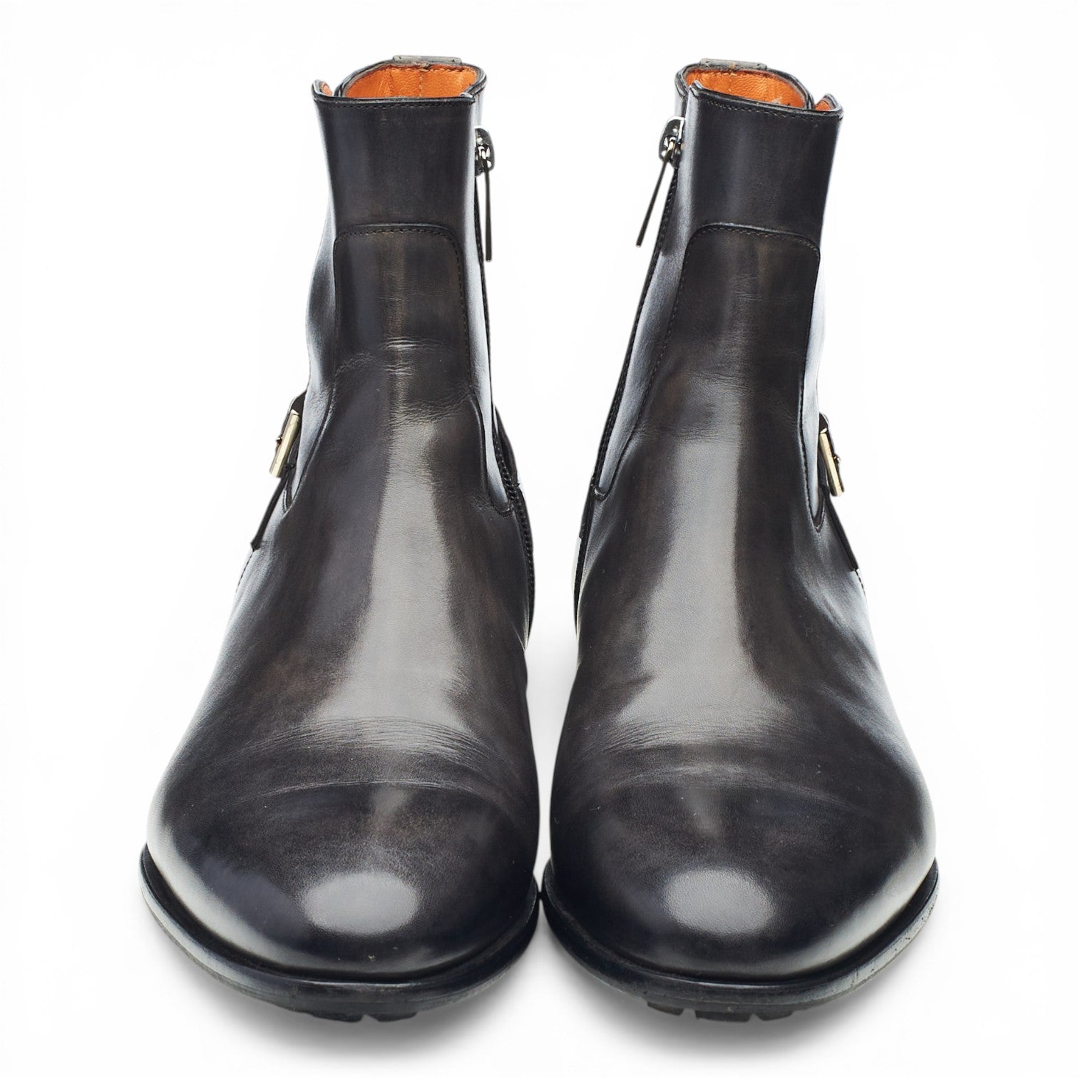 Santoni bottines cuir gris foncé zip UK 7