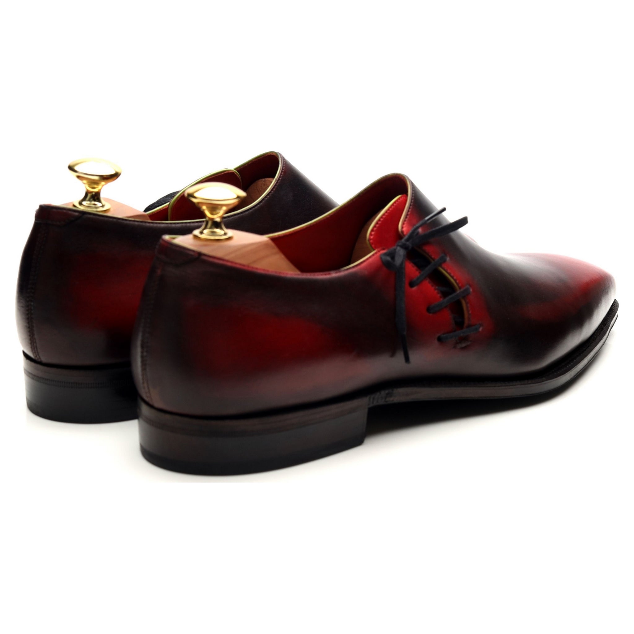 Corthay Lateral Lace richelieu cuir bordeaux UK 8.5