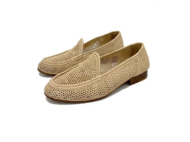 Contre-Allée Sultan mocassin femme raphia naturel