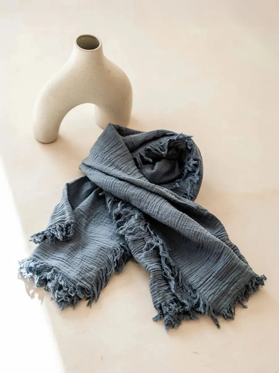 Toni Pons Fatima foulard coton bleu 120 cm