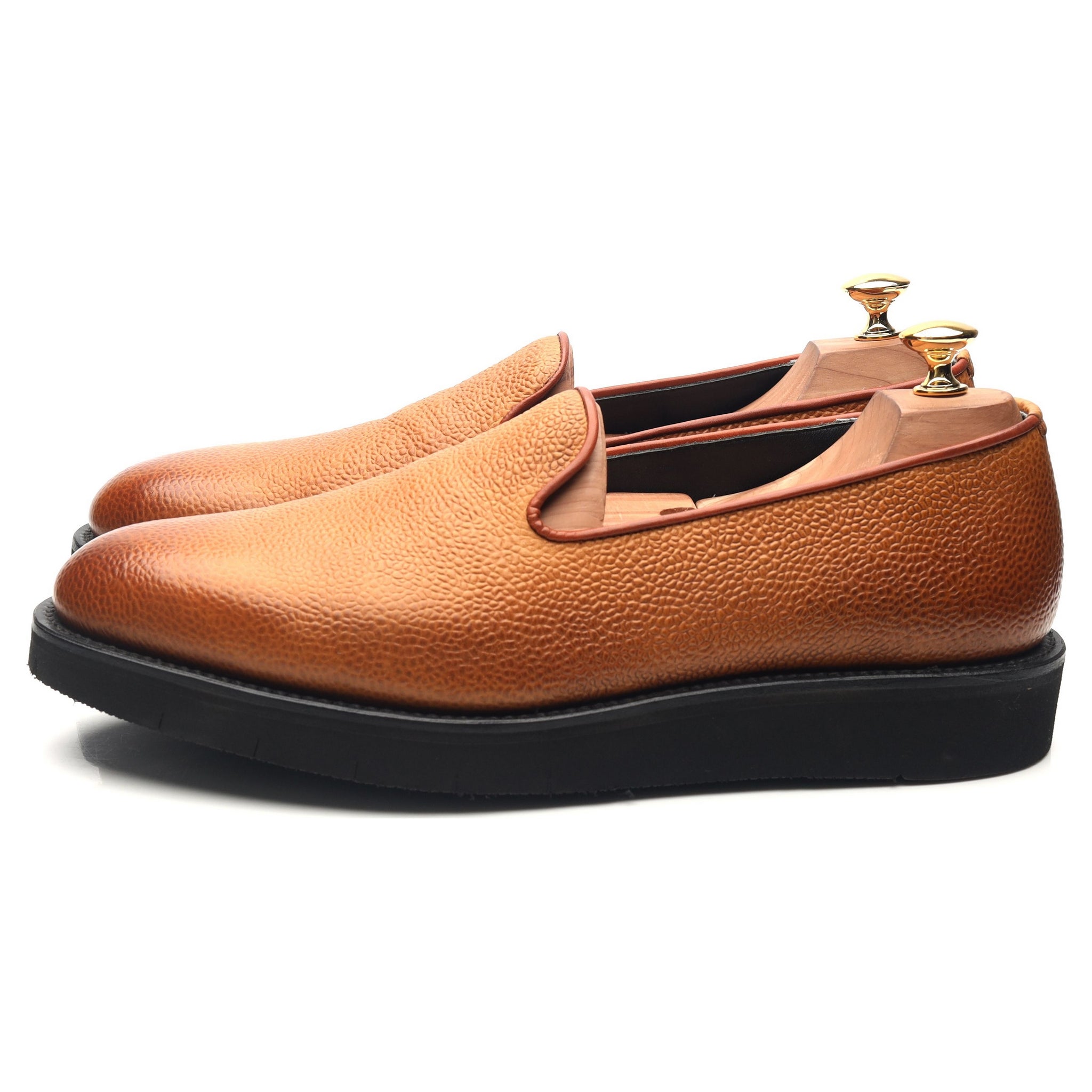 Hardy Amies mocassins cuir grainé marron UK 10