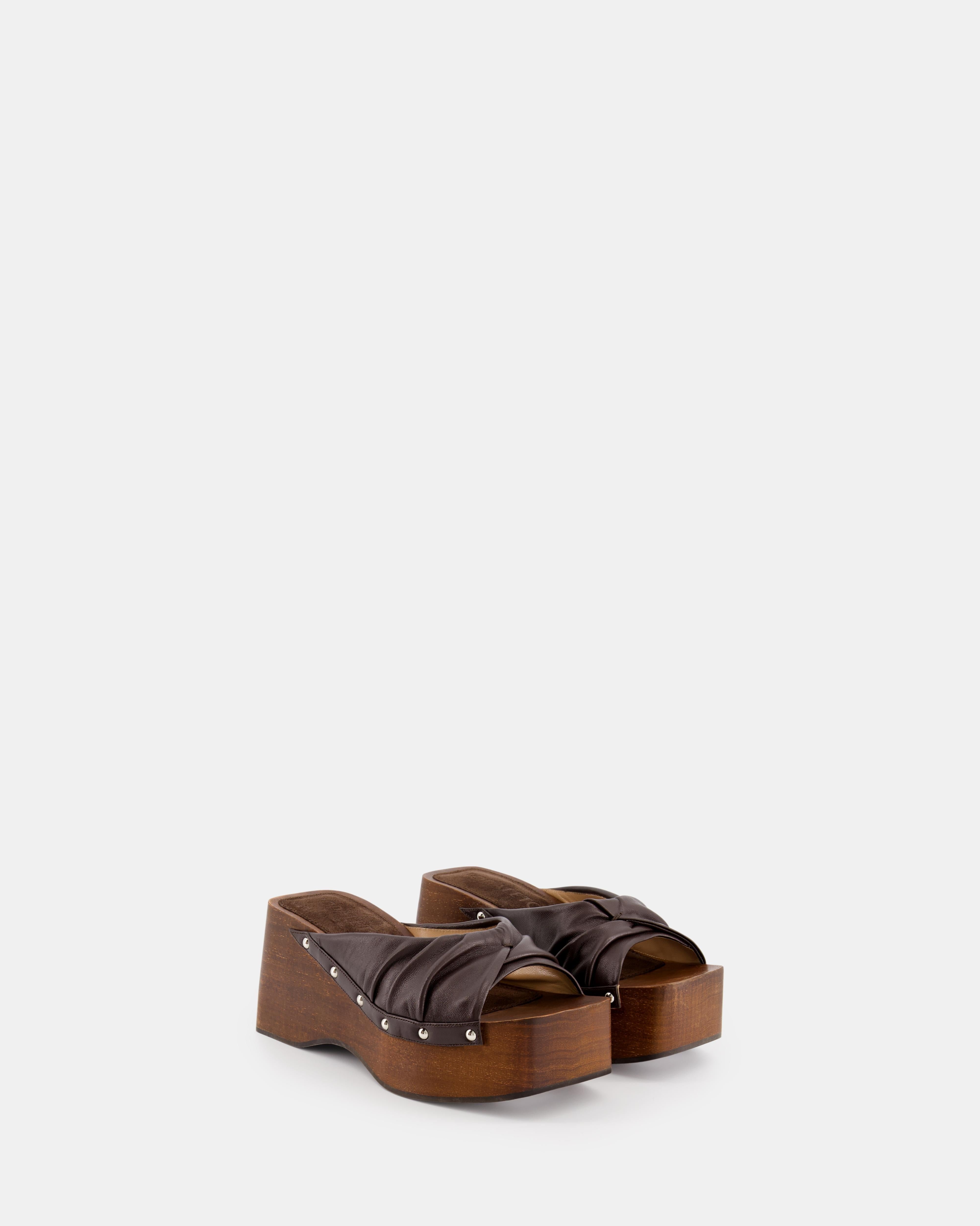 Nodaleto Bulla Mellow Wedge mules marron talon 8 cm