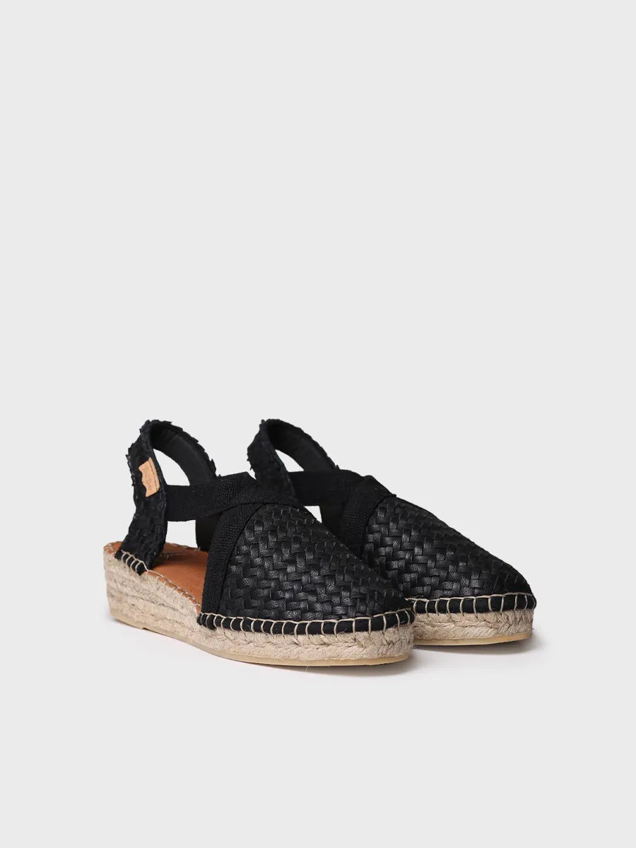 Toni Pons Siracusa espadrille cuir tressé noire