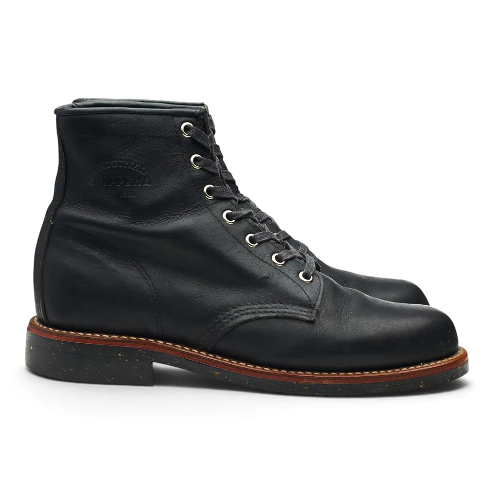 Chippewa Service bottes cuir noir UK 7,5 semelle caoutchouc