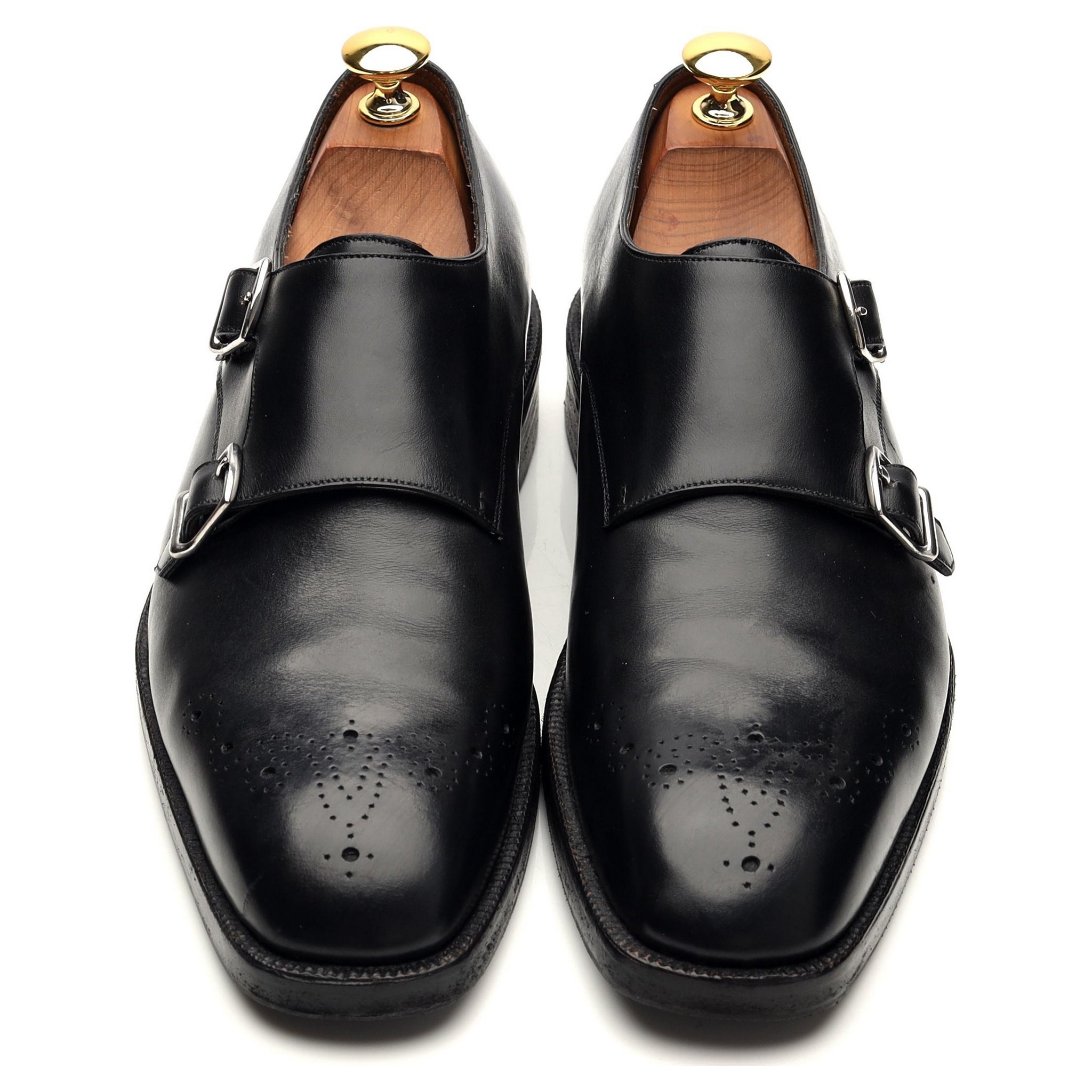 Gaziano & Girling Bespoke double monk cuir noir UK 6,5