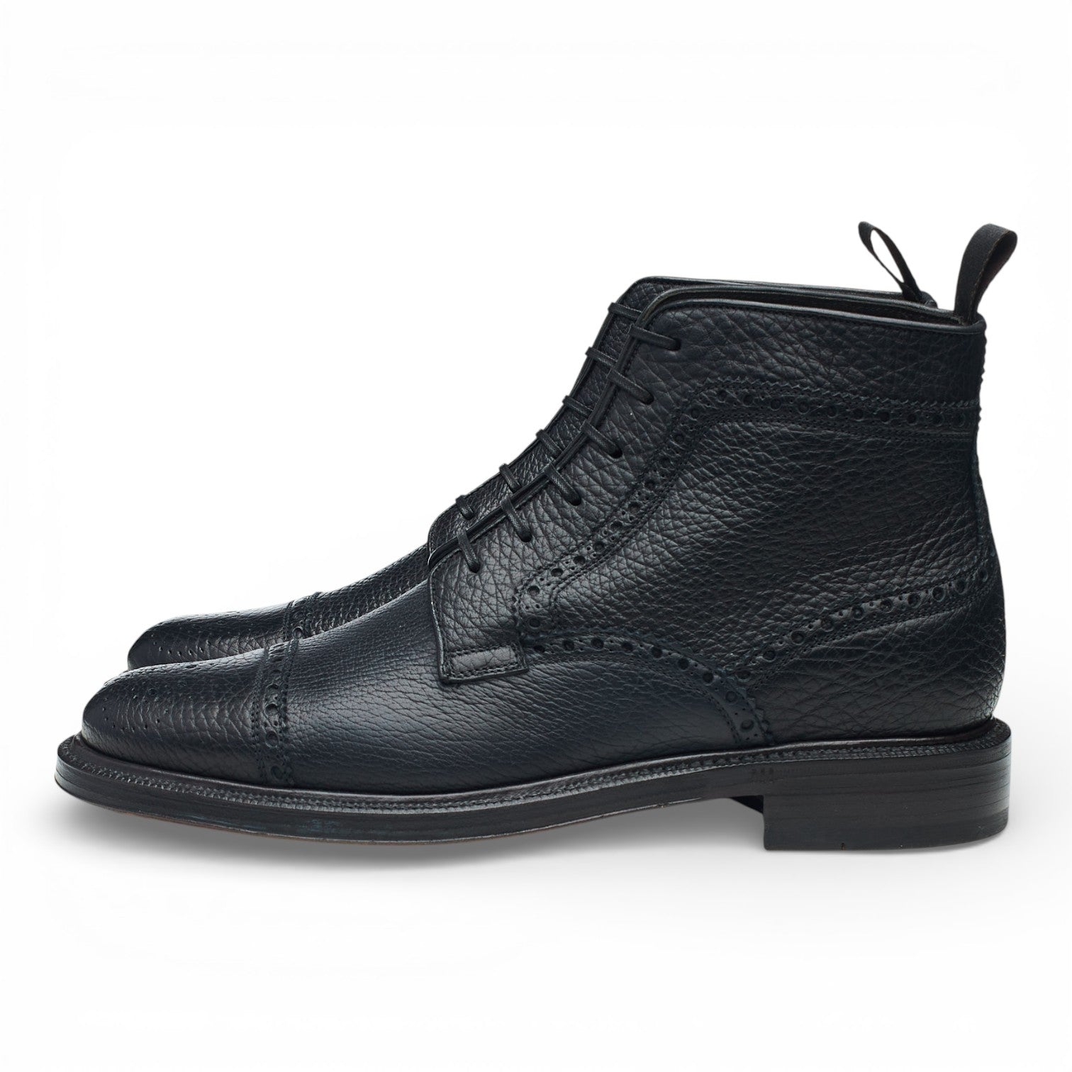 Brioni bottines brogues cuir bleu grainé UK 7