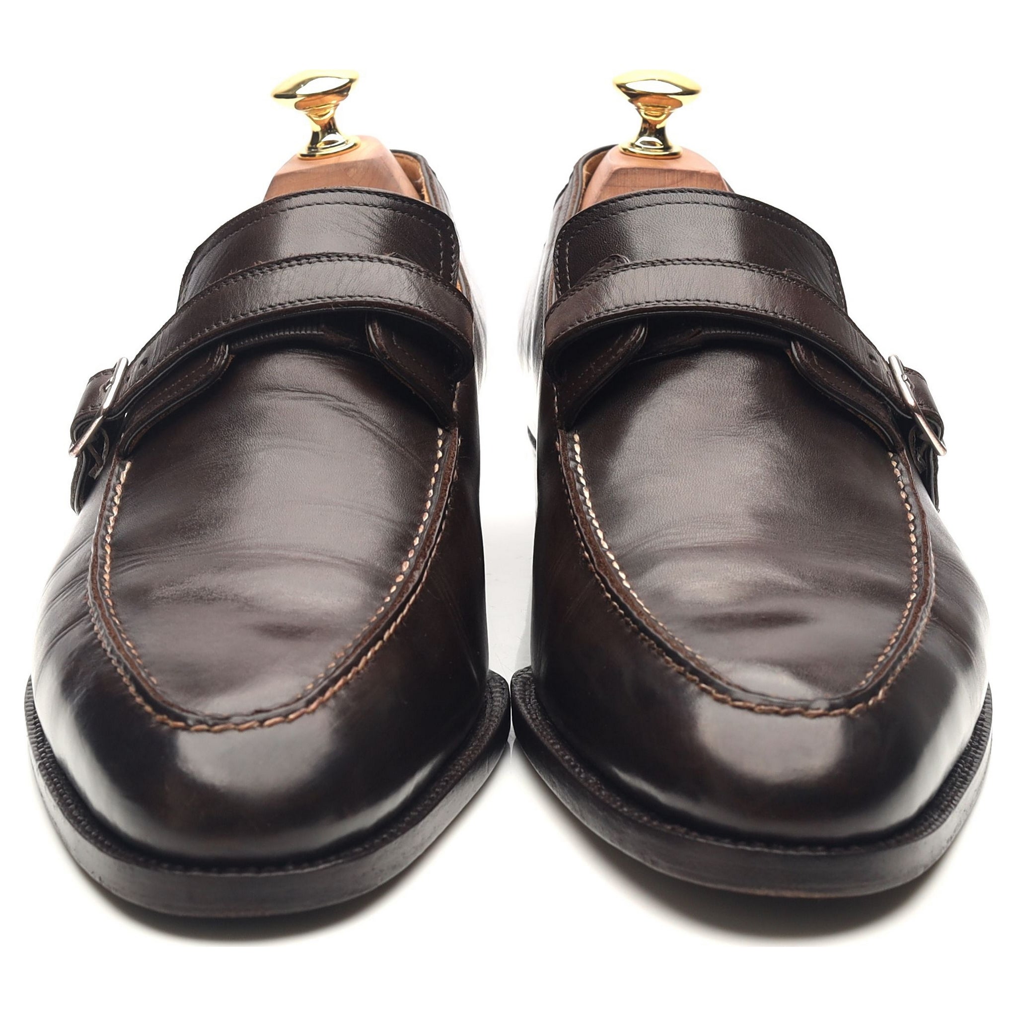 Saint Crispin's 100 chaussures monk cuir marron foncé 9 UK