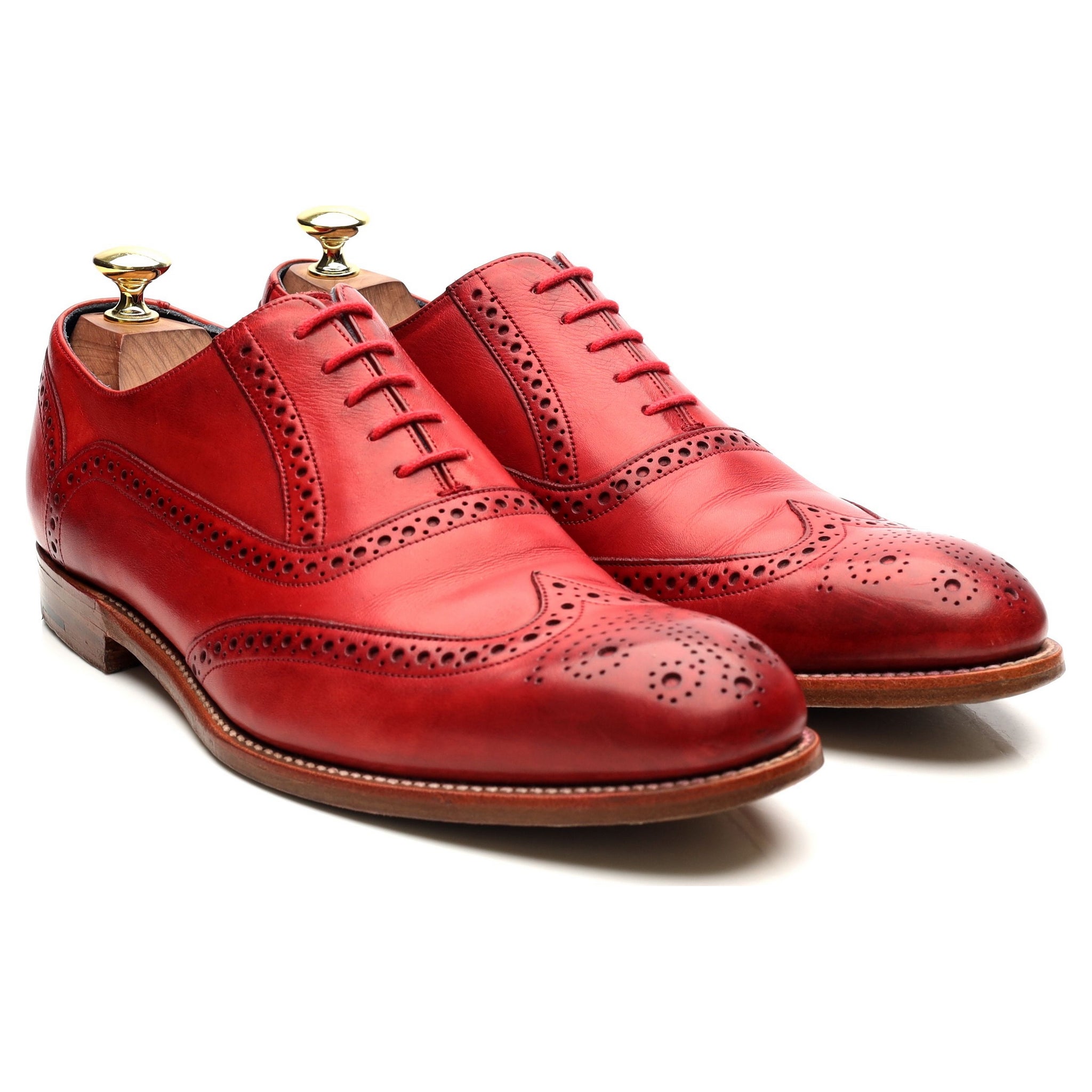 Barker Valiant richelieu brogue cuir rouge UK 7,5
