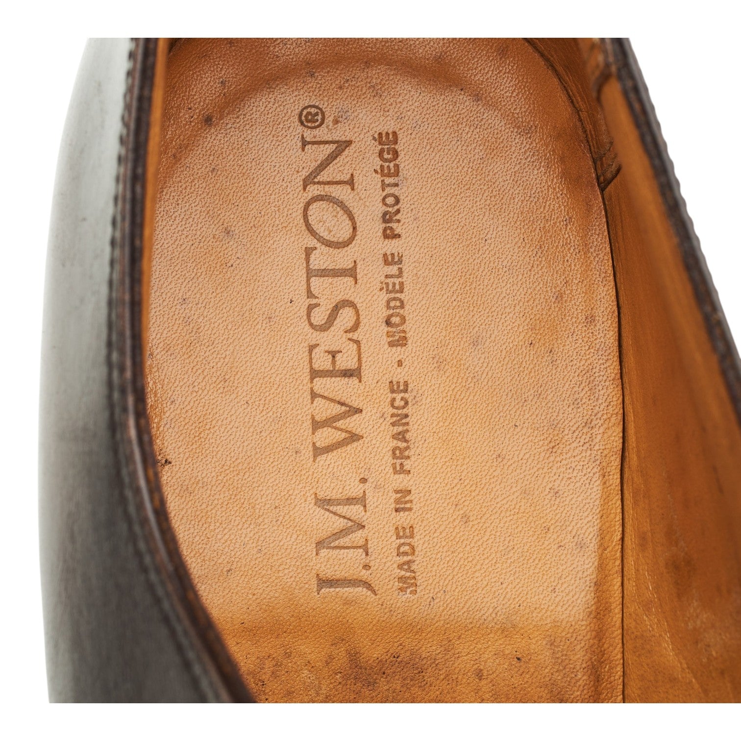 J.M. Weston 449 derby cuir marron foncé UK 9 semelle cuir