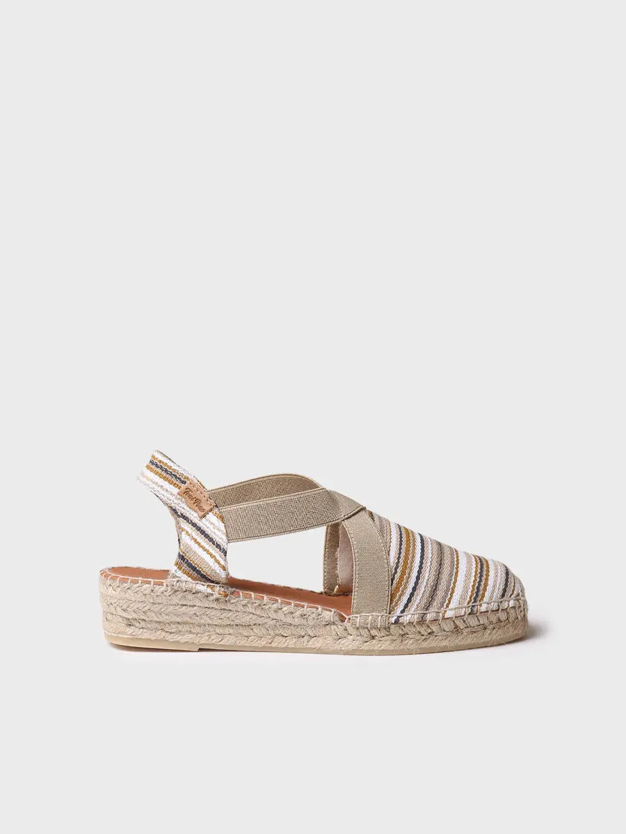 Toni Pons Vinaros espadrille compensée toile rayée beige